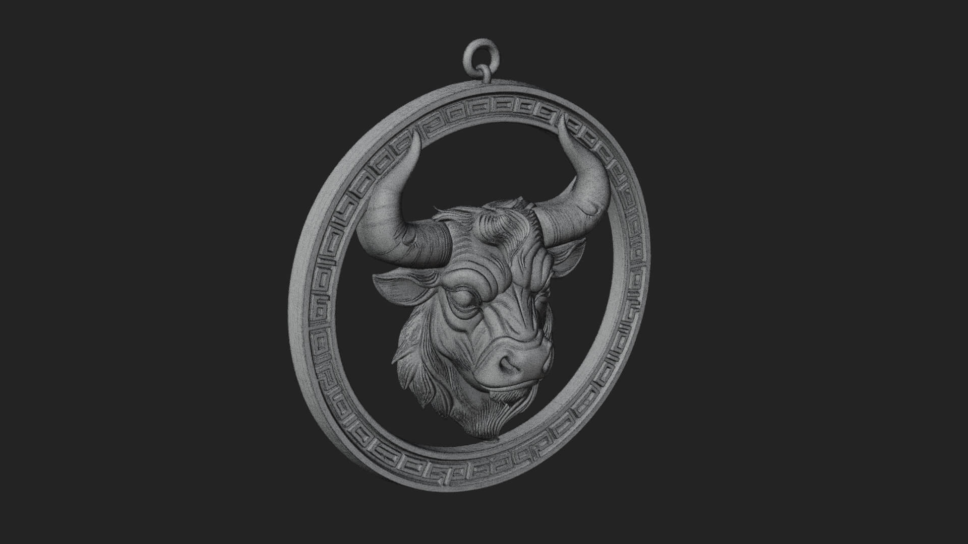 Taurus Zodiac Relief Medallion Pendant Design 5 3D Print Mod 3D Model