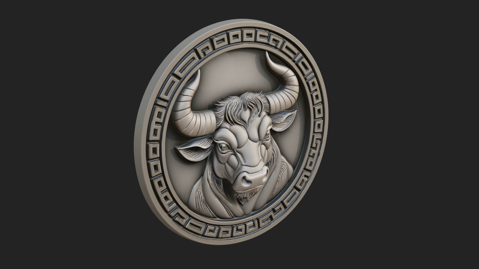 Taurus Zodiac Relief Medallion Pendant Design 6 3D Print Mod 3D Model