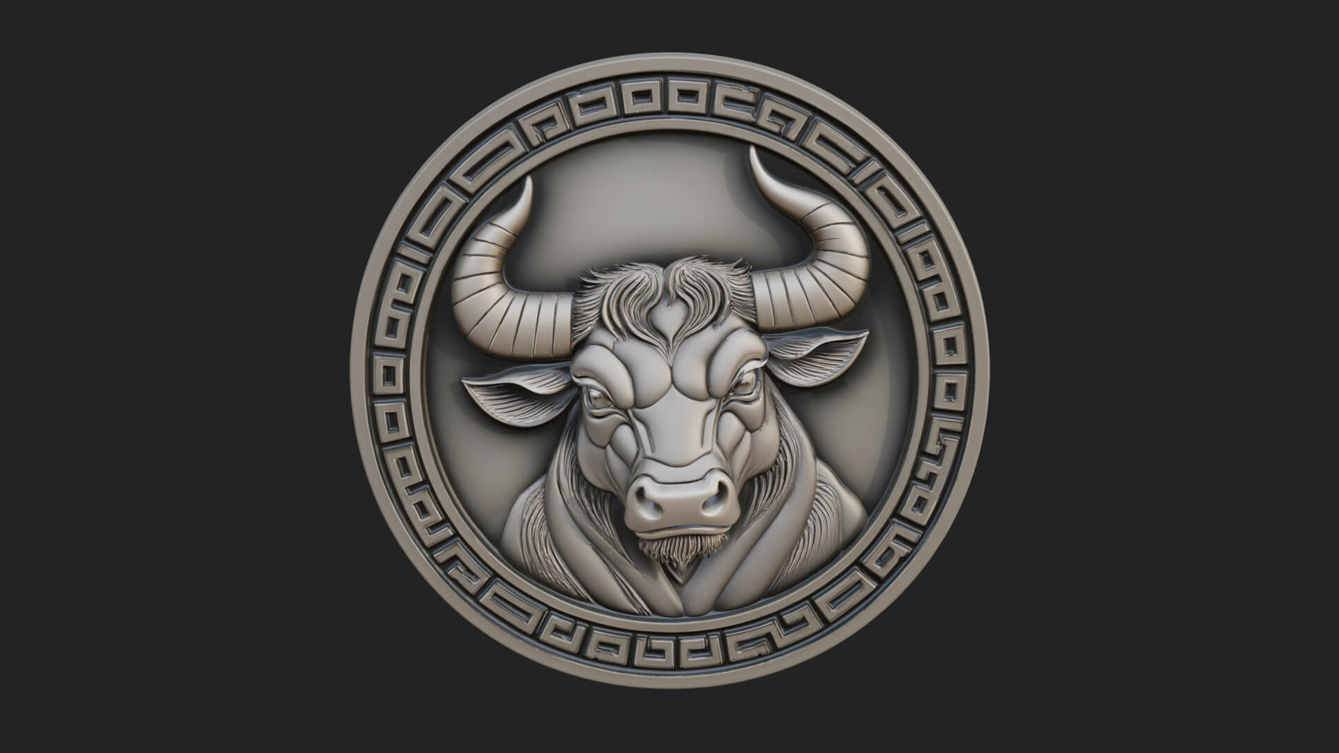 Taurus Zodiac Relief Medallion Pendant Design 6 3D Print Mod 3D Model