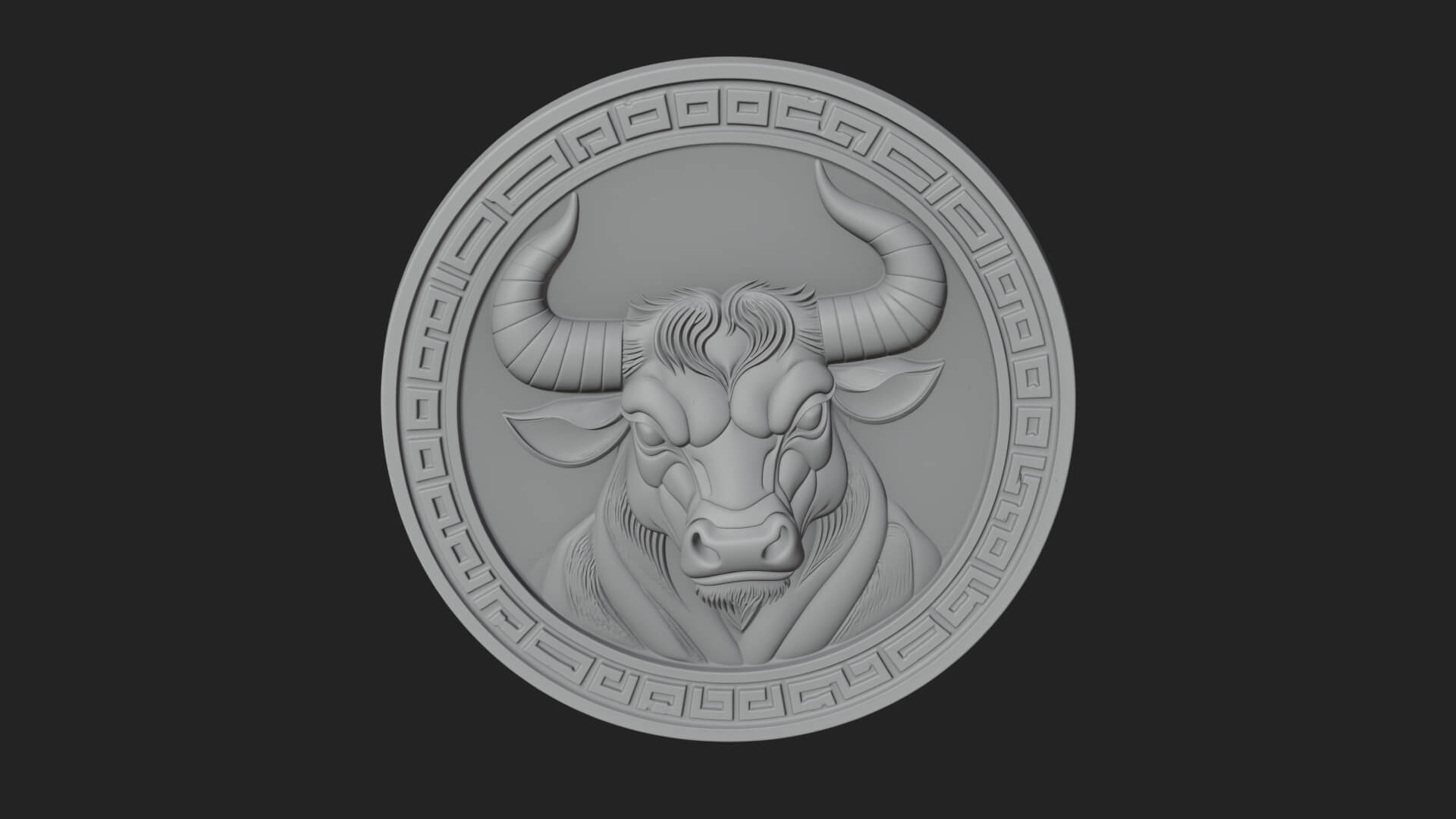 Taurus Zodiac Relief Medallion Pendant Design 6 3D Print Mod 3D Model
