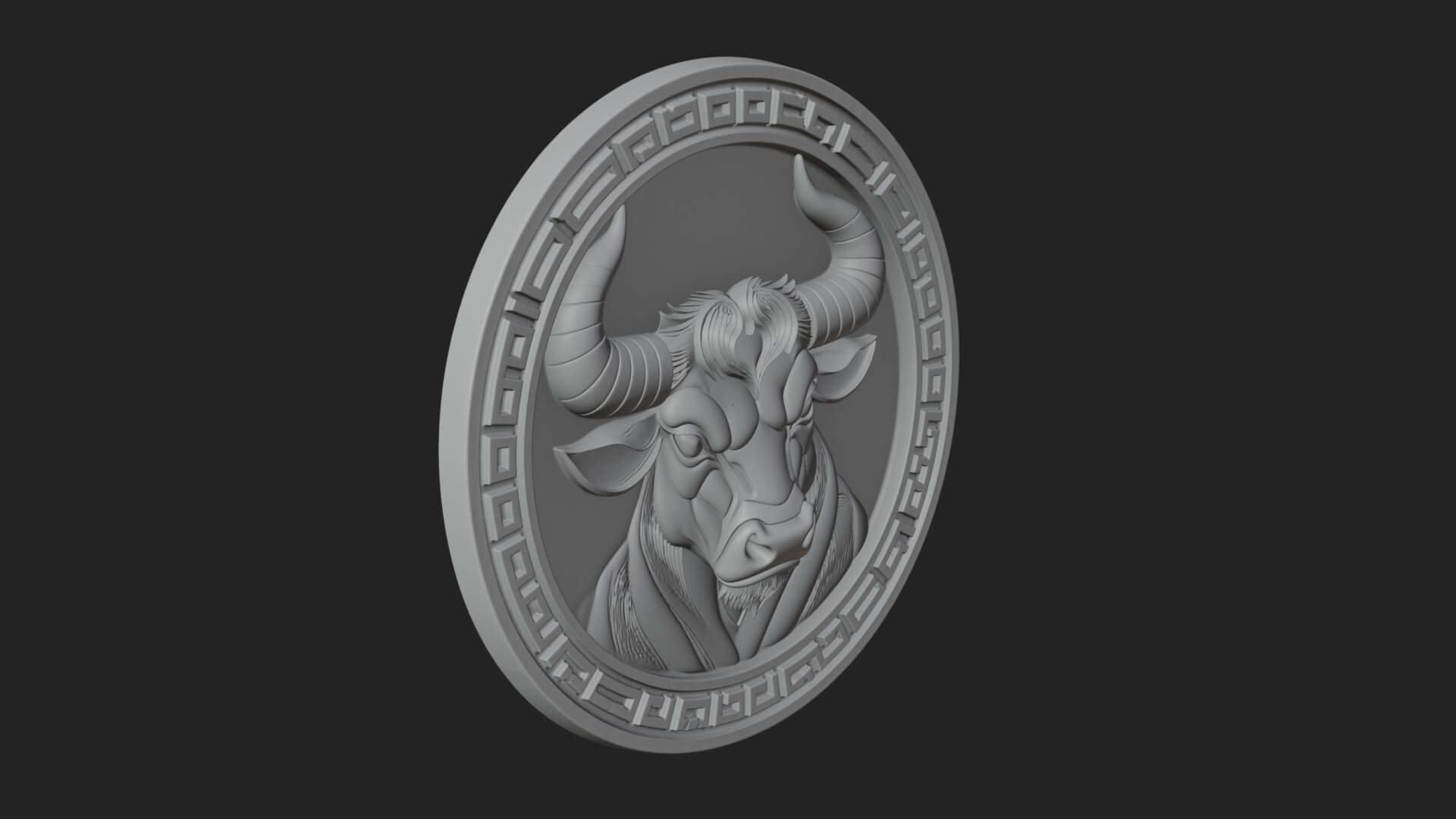 Taurus Zodiac Relief Medallion Pendant Design 6 3D Print Mod 3D Model