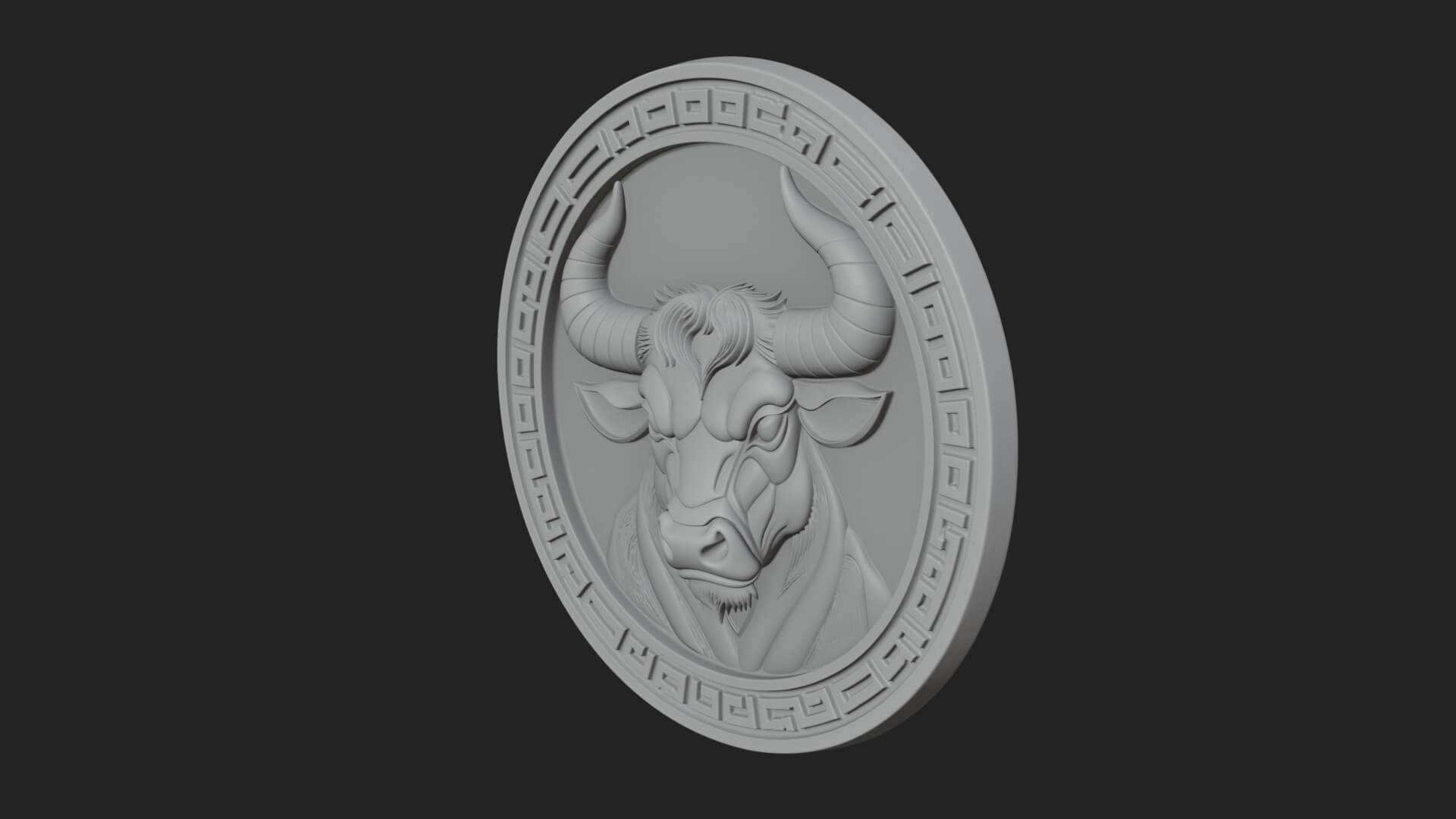 Taurus Zodiac Relief Medallion Pendant Design 6 3D Print Mod 3D Model