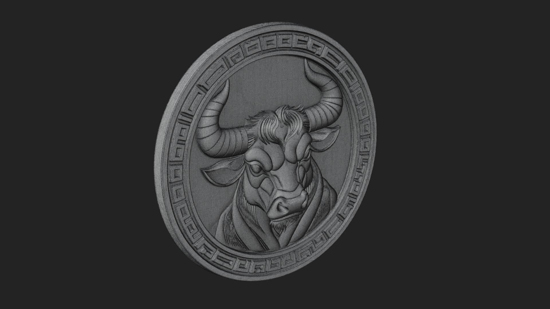 Taurus Zodiac Relief Medallion Pendant Design 6 3D Print Mod 3D Model