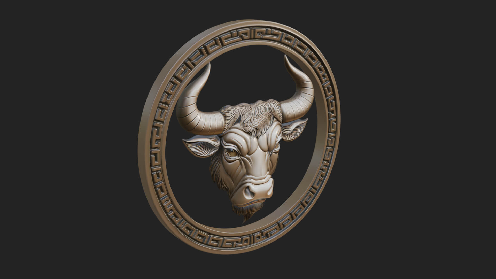 Taurus Zodiac Relief Medallion Pendant Design 7 3D Print Mod 3D Model