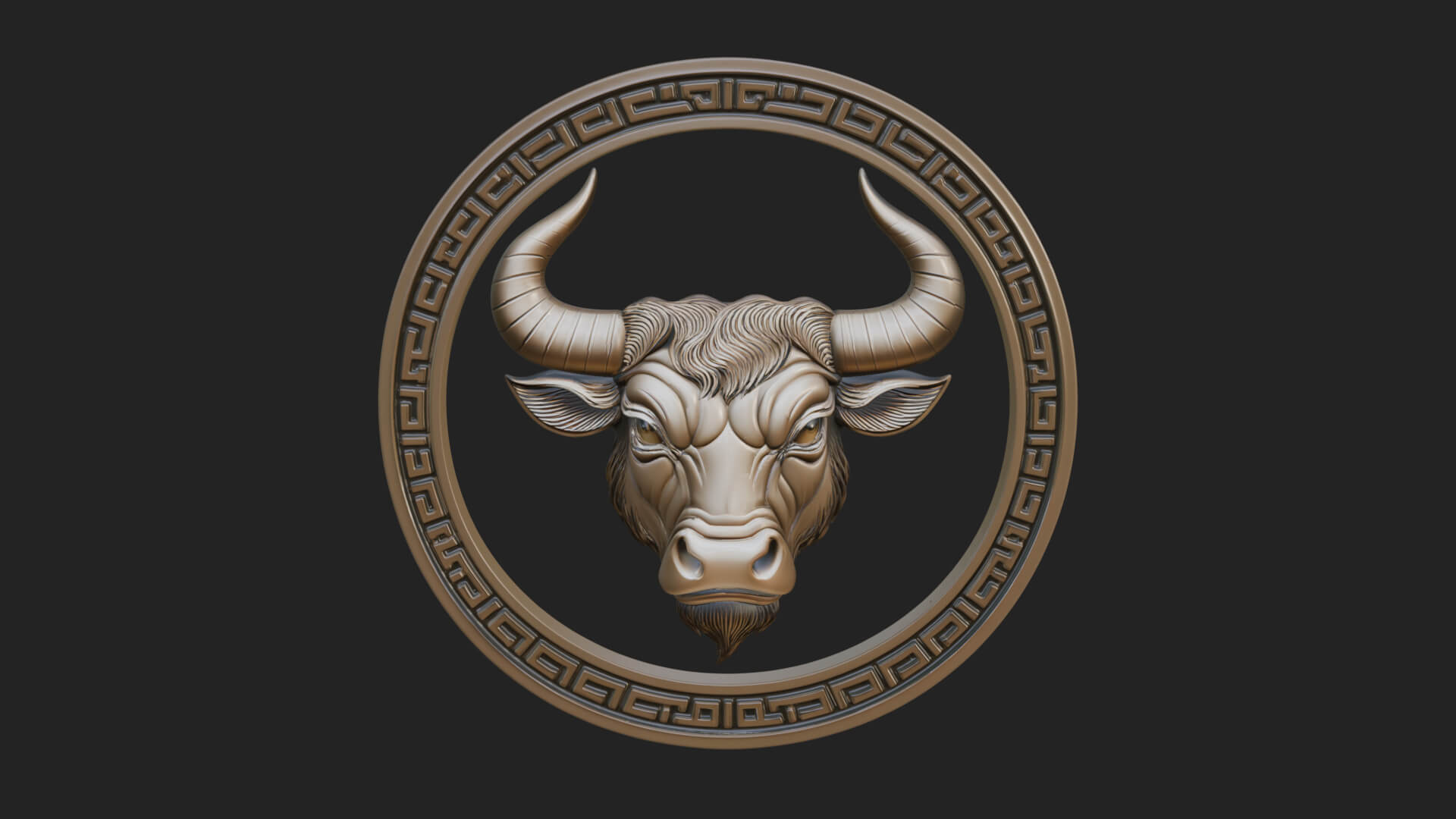 Taurus Zodiac Relief Medallion Pendant Design 7 3D Print Mod 3D Model