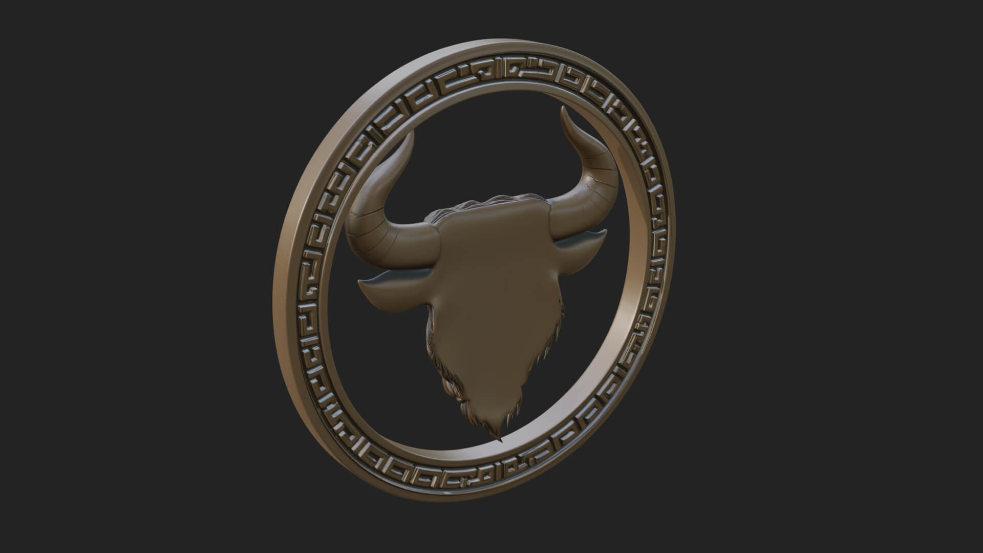Taurus Zodiac Relief Medallion Pendant Design 7 3D Print Mod 3D Model