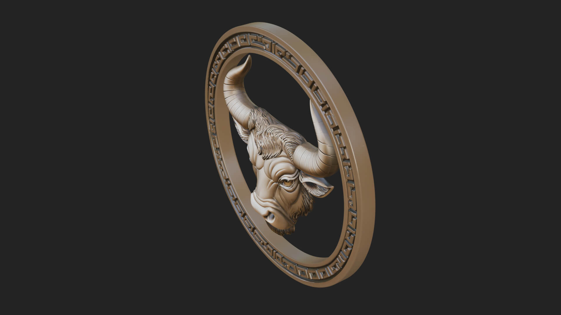 Taurus Zodiac Relief Medallion Pendant Design 7 3D Print Mod 3D Model