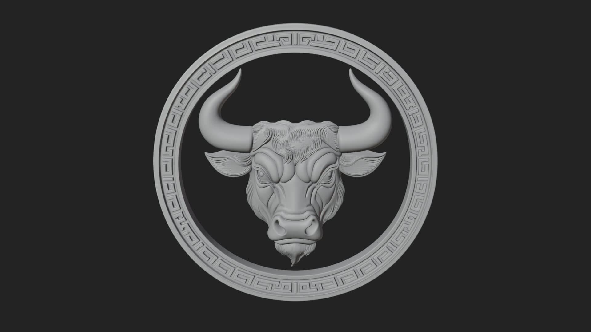Taurus Zodiac Relief Medallion Pendant Design 7 3D Print Mod 3D Model