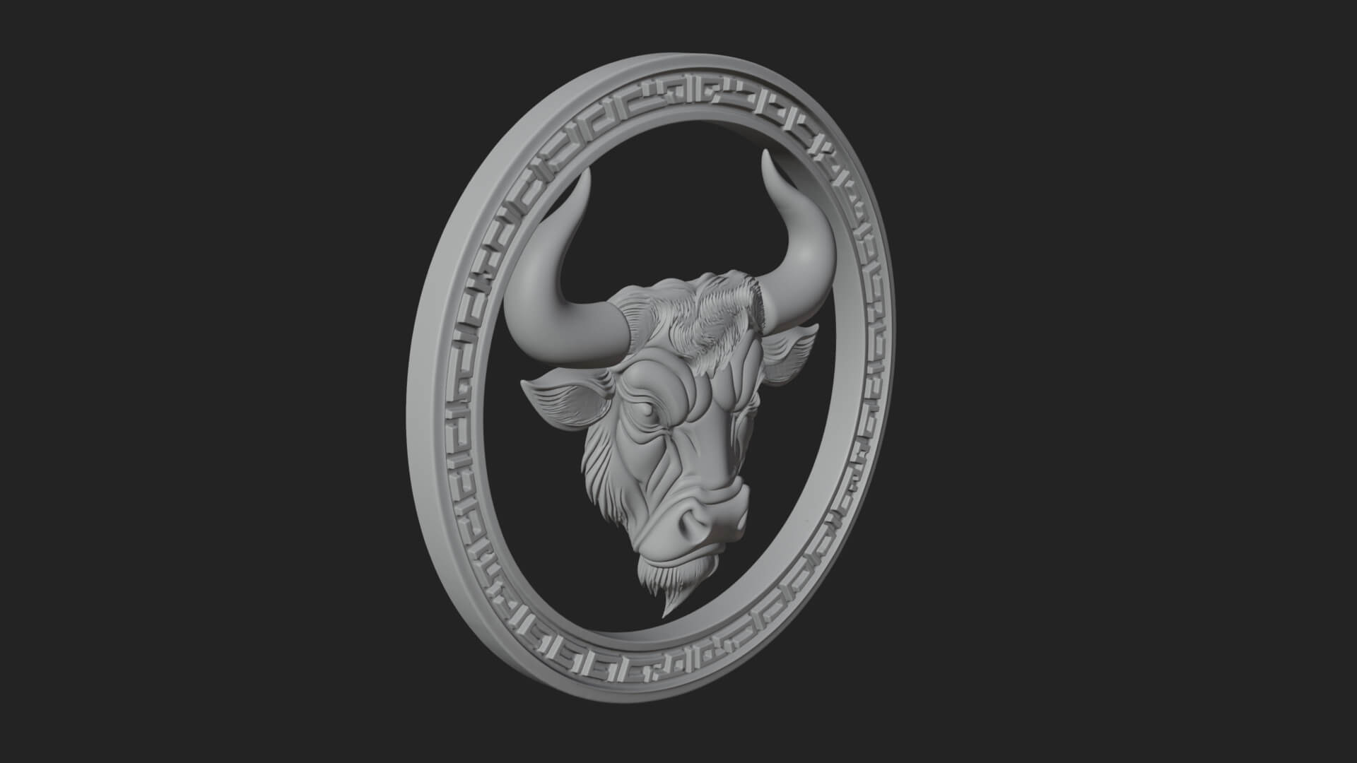 Taurus Zodiac Relief Medallion Pendant Design 7 3D Print Mod 3D Model