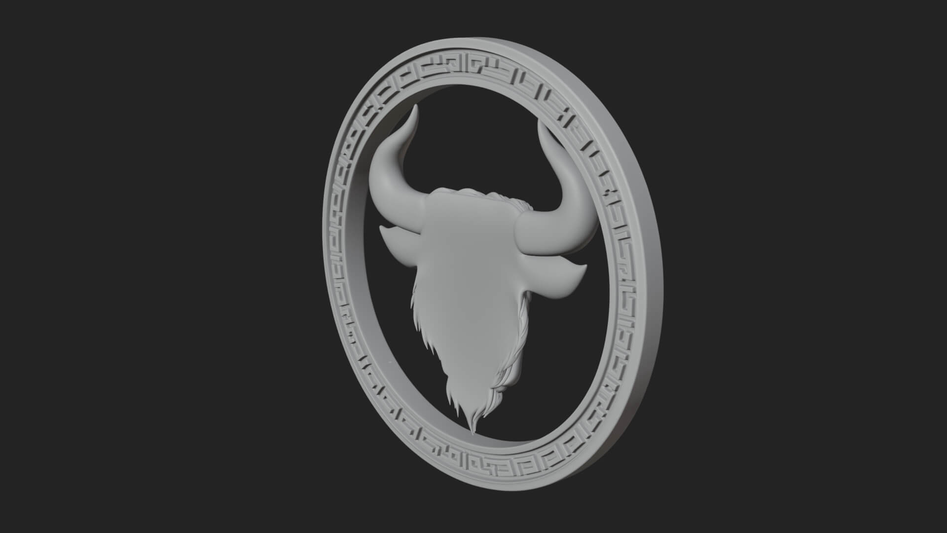 Taurus Zodiac Relief Medallion Pendant Design 7 3D Print Mod 3D Model