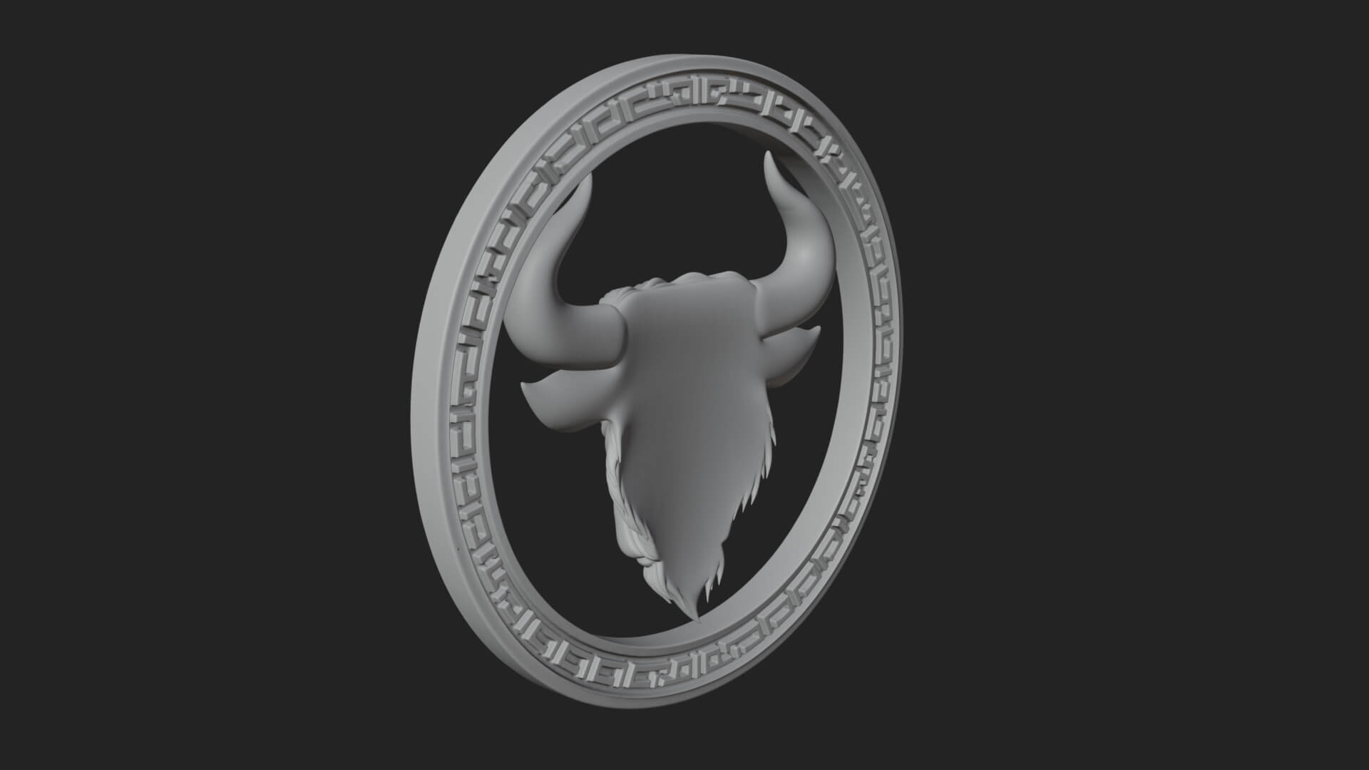 Taurus Zodiac Relief Medallion Pendant Design 7 3D Print Mod 3D Model