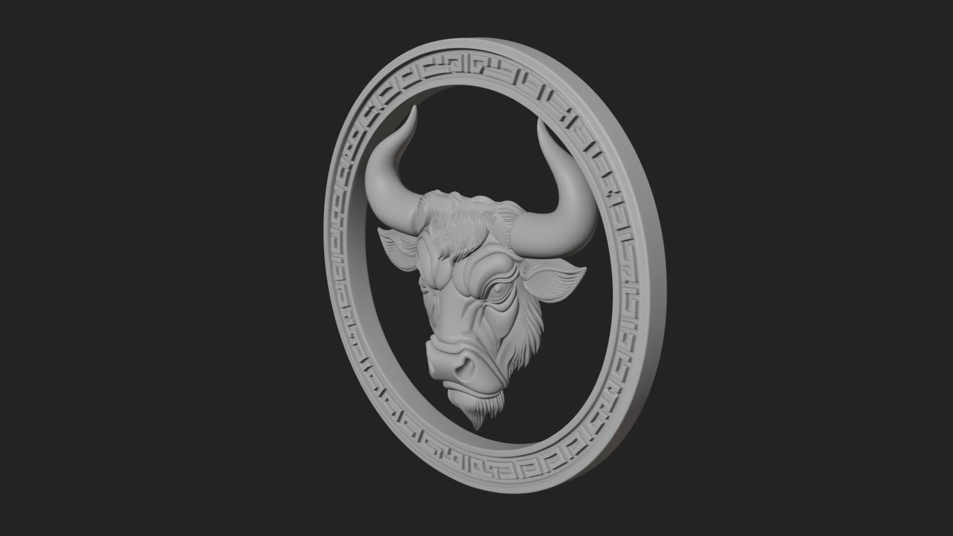 Taurus Zodiac Relief Medallion Pendant Design 7 3D Print Mod 3D Model