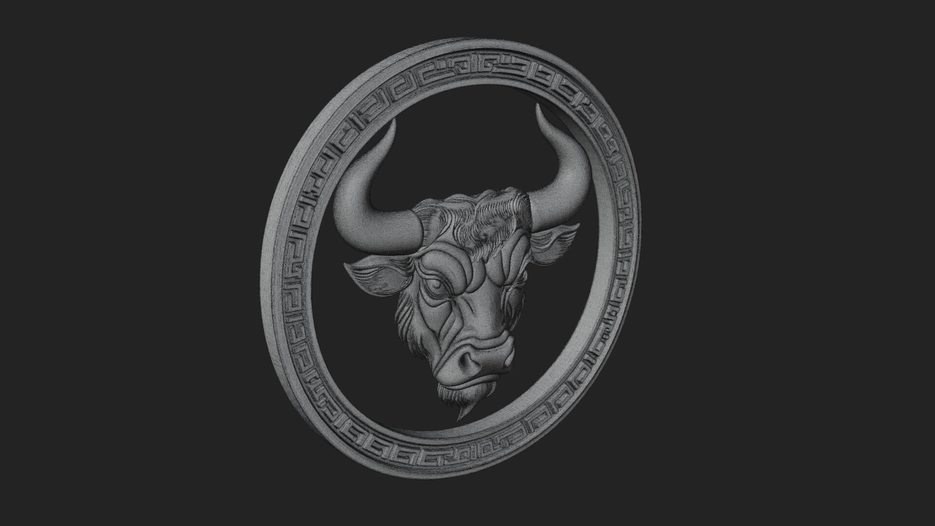 Taurus Zodiac Relief Medallion Pendant Design 7 3D Print Mod 3D Model