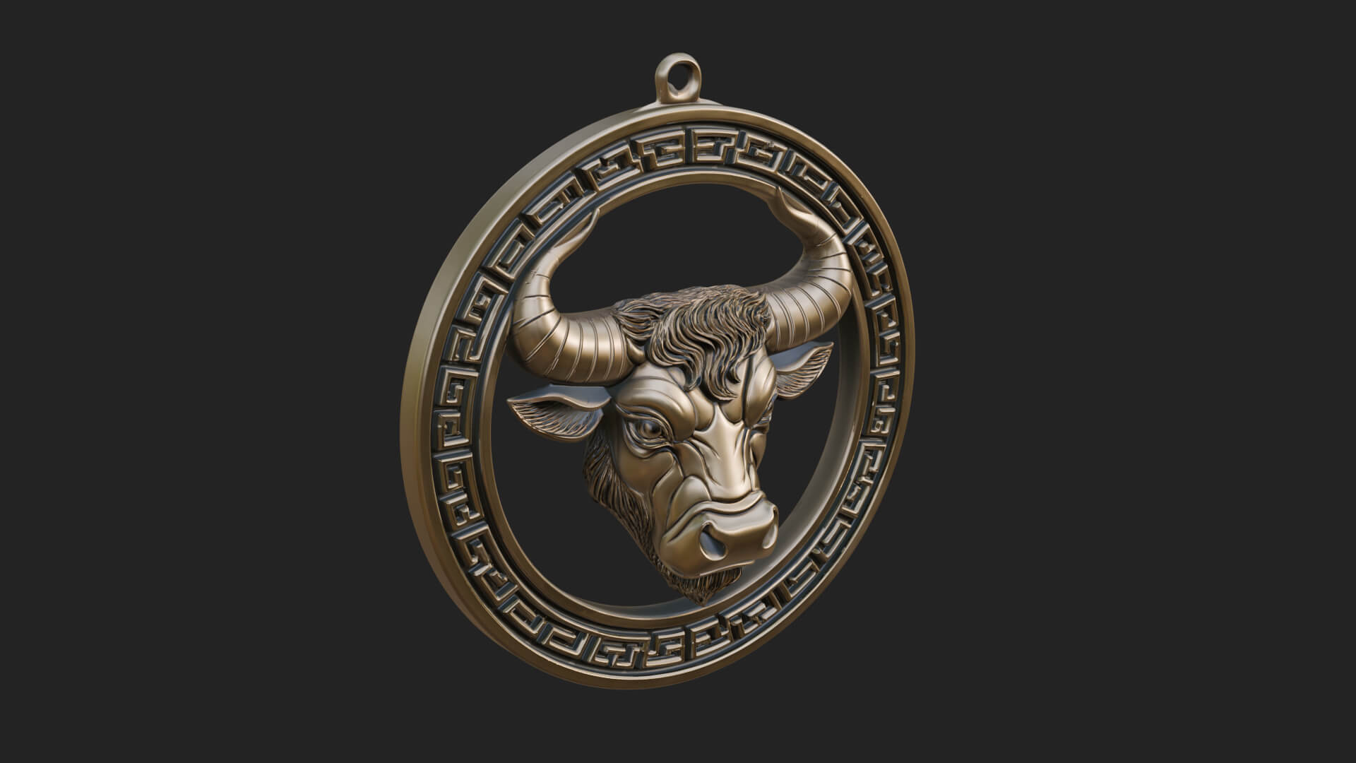 Taurus Zodiac Relief Medallion Pendant Design 8 3D Print Mod 3D Model