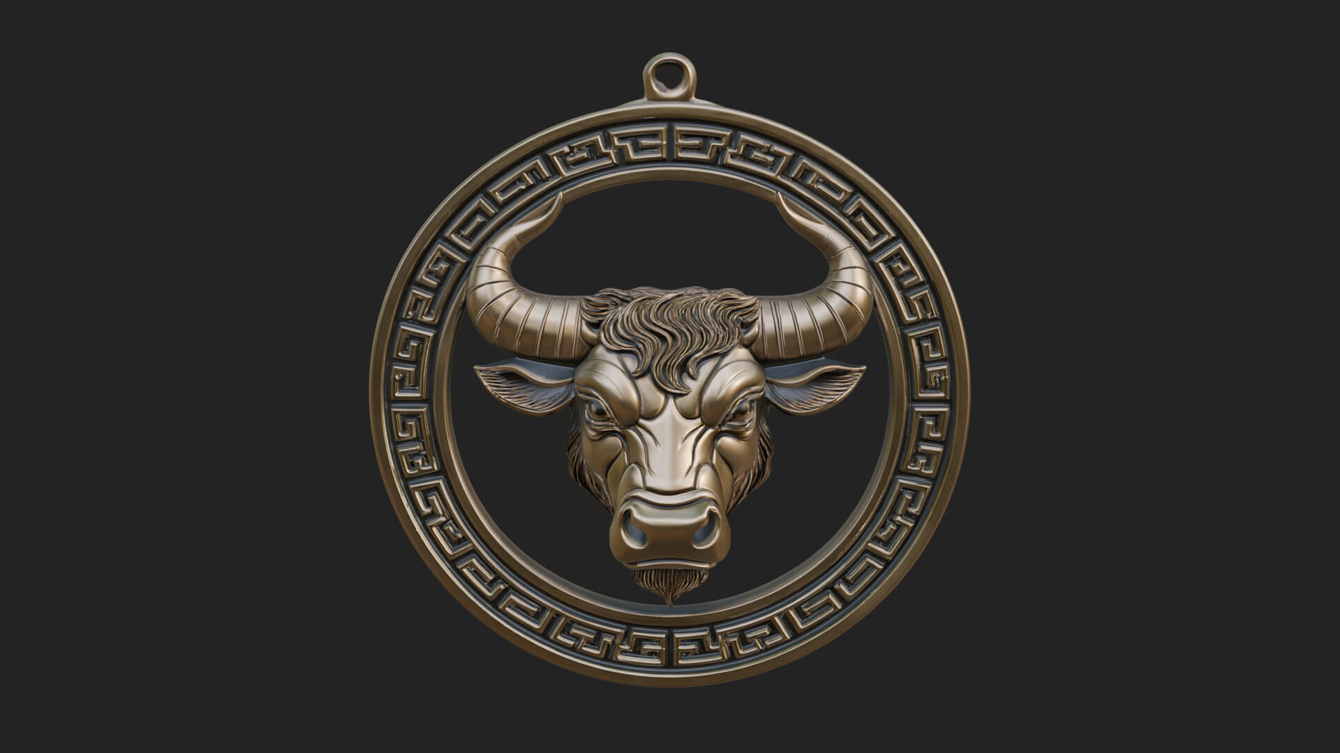 Taurus Zodiac Relief Medallion Pendant Design 8 3D Print Mod 3D Model