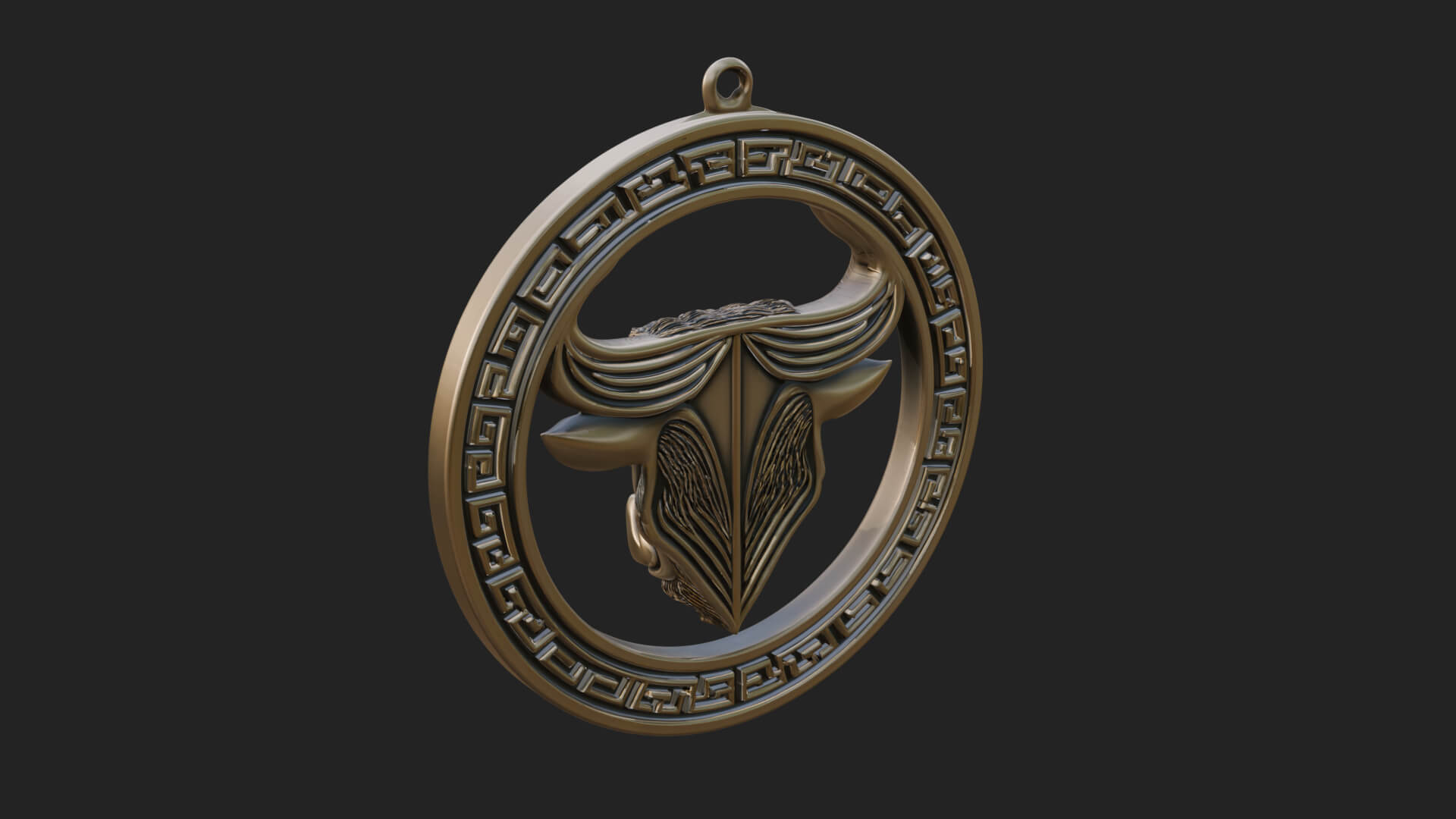 Taurus Zodiac Relief Medallion Pendant Design 8 3D Print Mod 3D Model