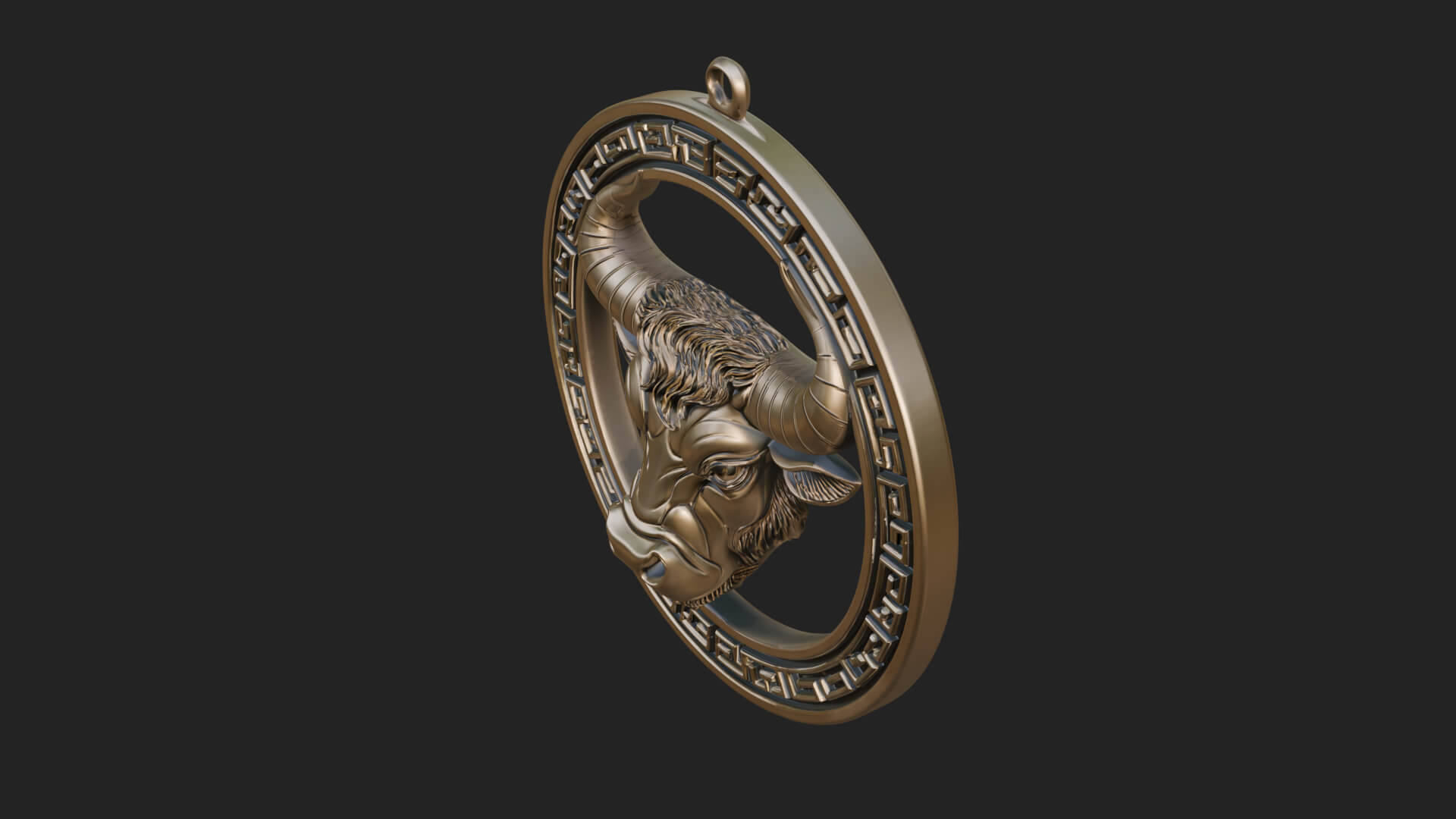 Taurus Zodiac Relief Medallion Pendant Design 8 3D Print Mod 3D Model