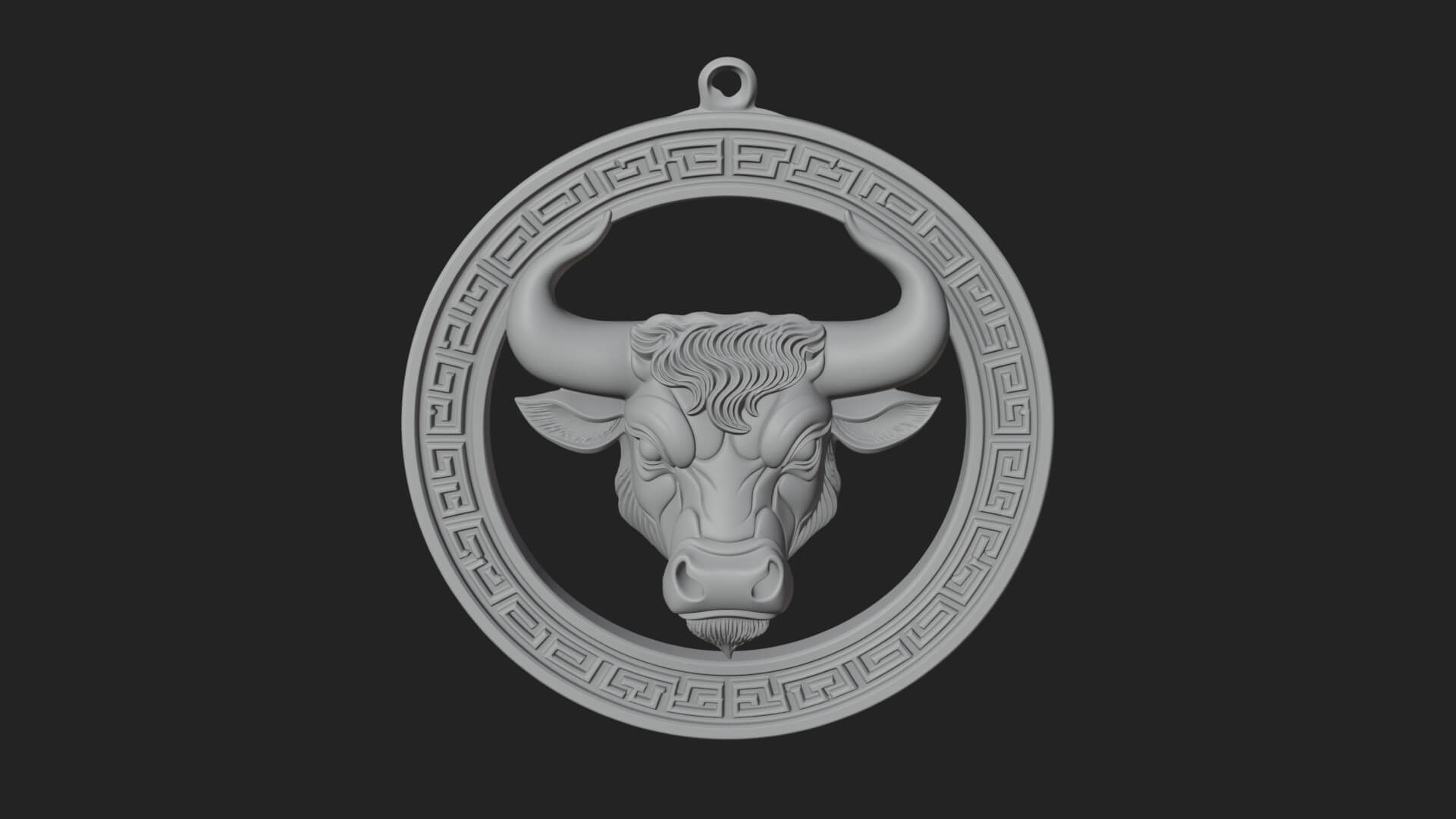 Taurus Zodiac Relief Medallion Pendant Design 8 3D Print Mod 3D Model