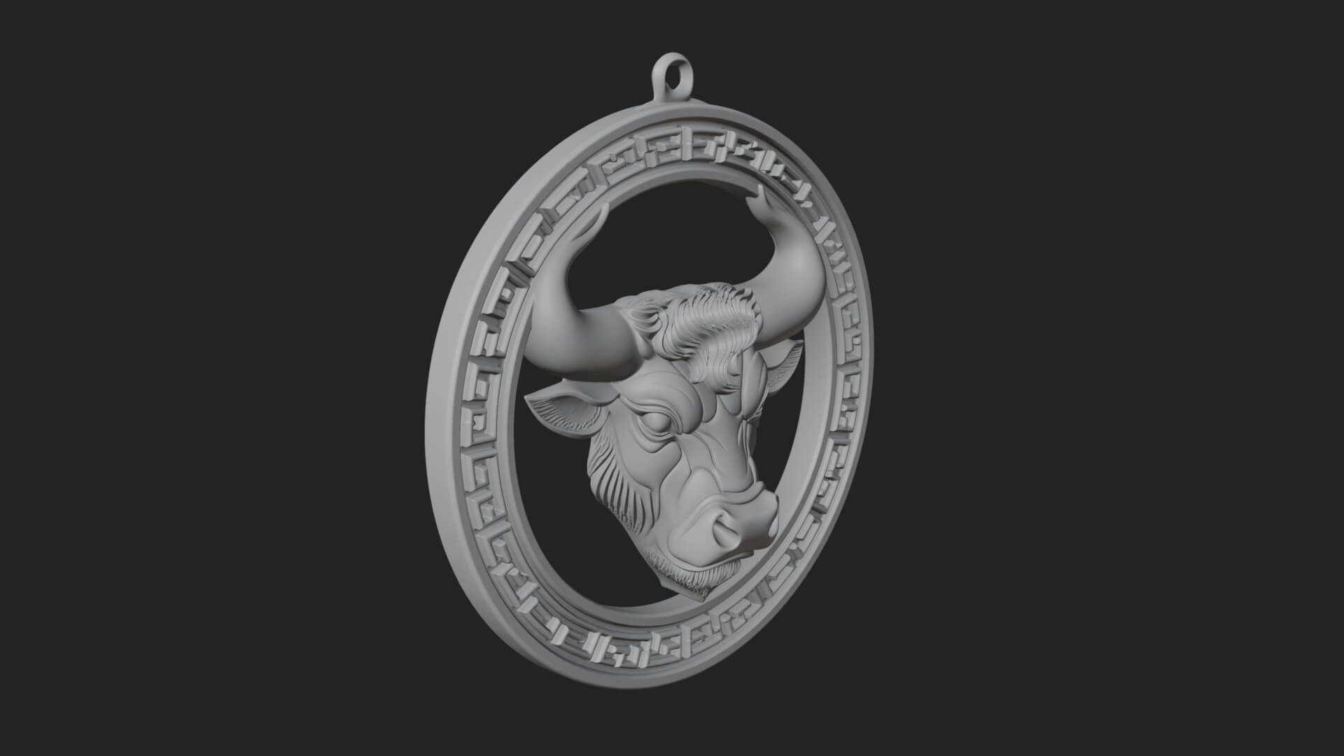 Taurus Zodiac Relief Medallion Pendant Design 8 3D Print Mod 3D Model