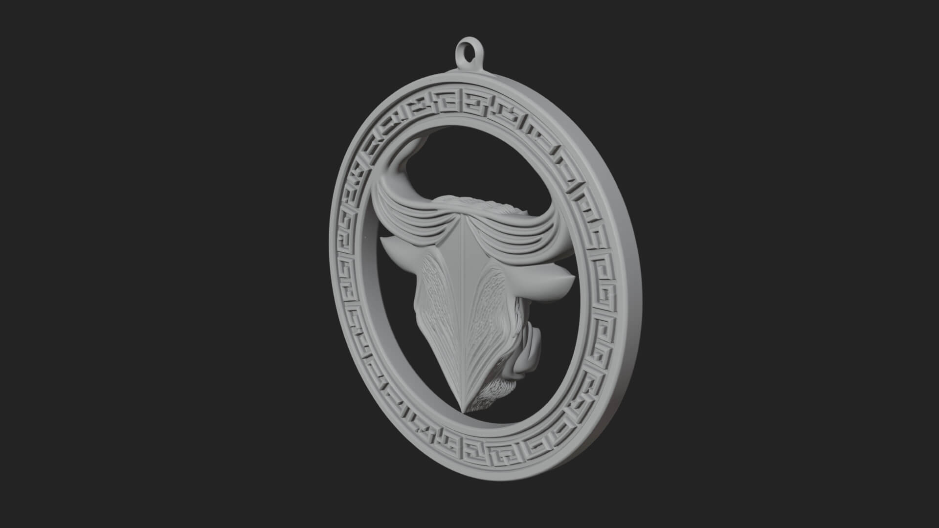 Taurus Zodiac Relief Medallion Pendant Design 8 3D Print Mod 3D Model