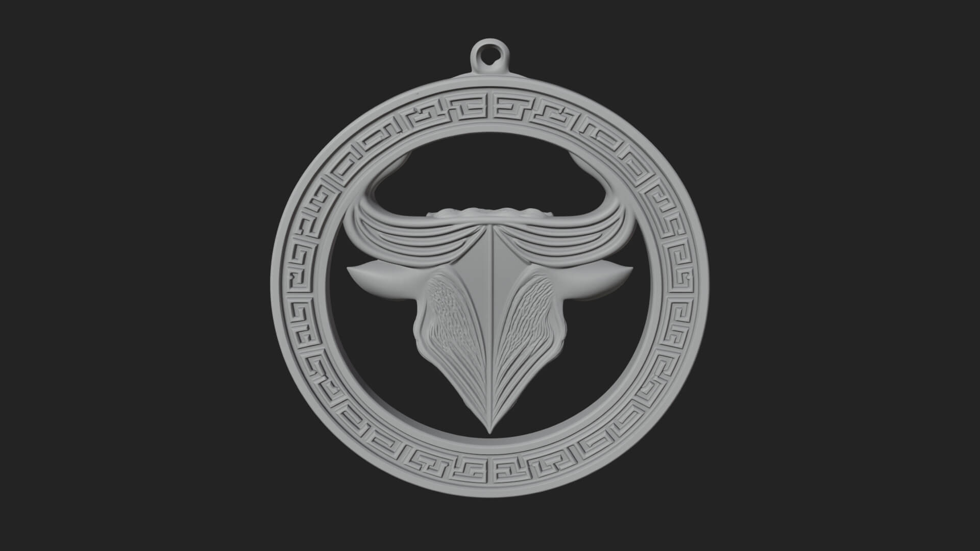 Taurus Zodiac Relief Medallion Pendant Design 8 3D Print Mod 3D Model
