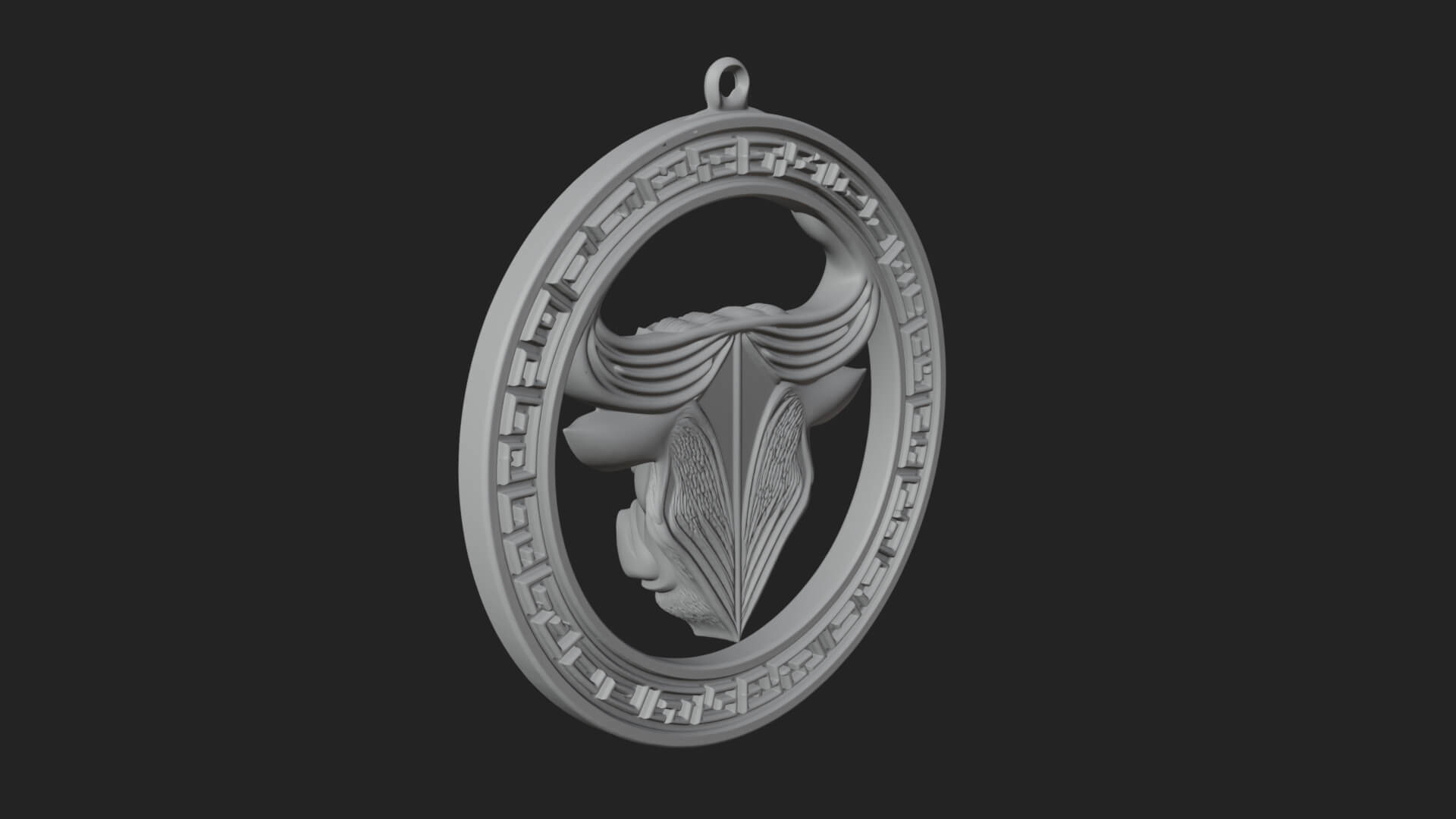 Taurus Zodiac Relief Medallion Pendant Design 8 3D Print Mod 3D Model