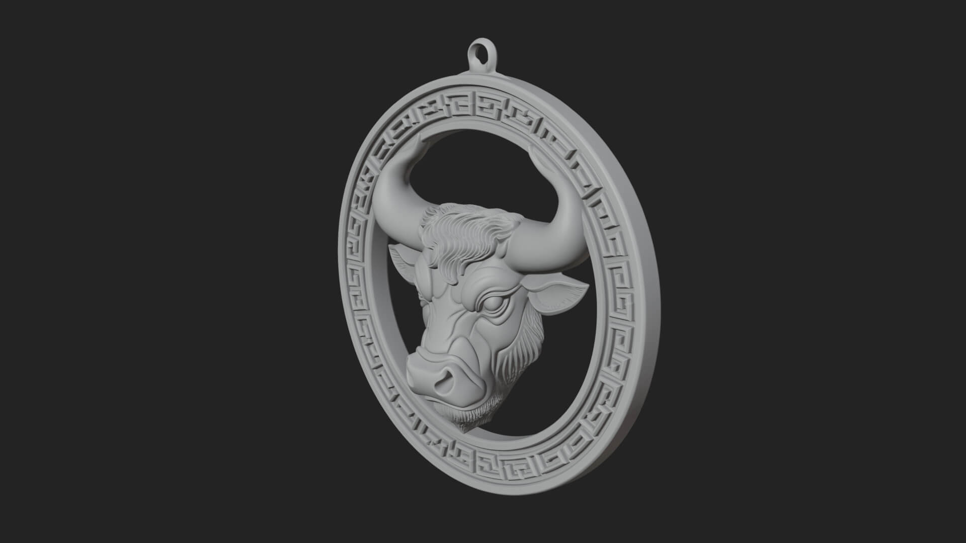 Taurus Zodiac Relief Medallion Pendant Design 8 3D Print Mod 3D Model