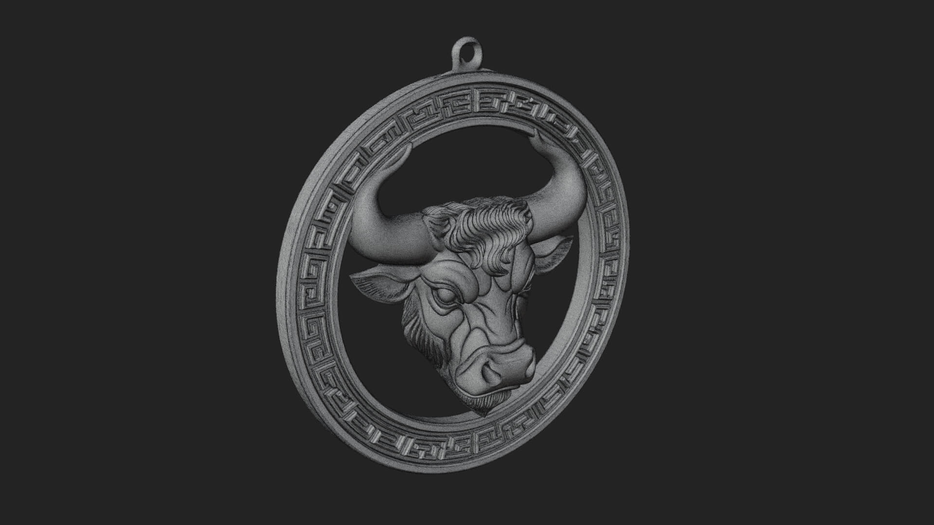 Taurus Zodiac Relief Medallion Pendant Design 8 3D Print Mod 3D Model