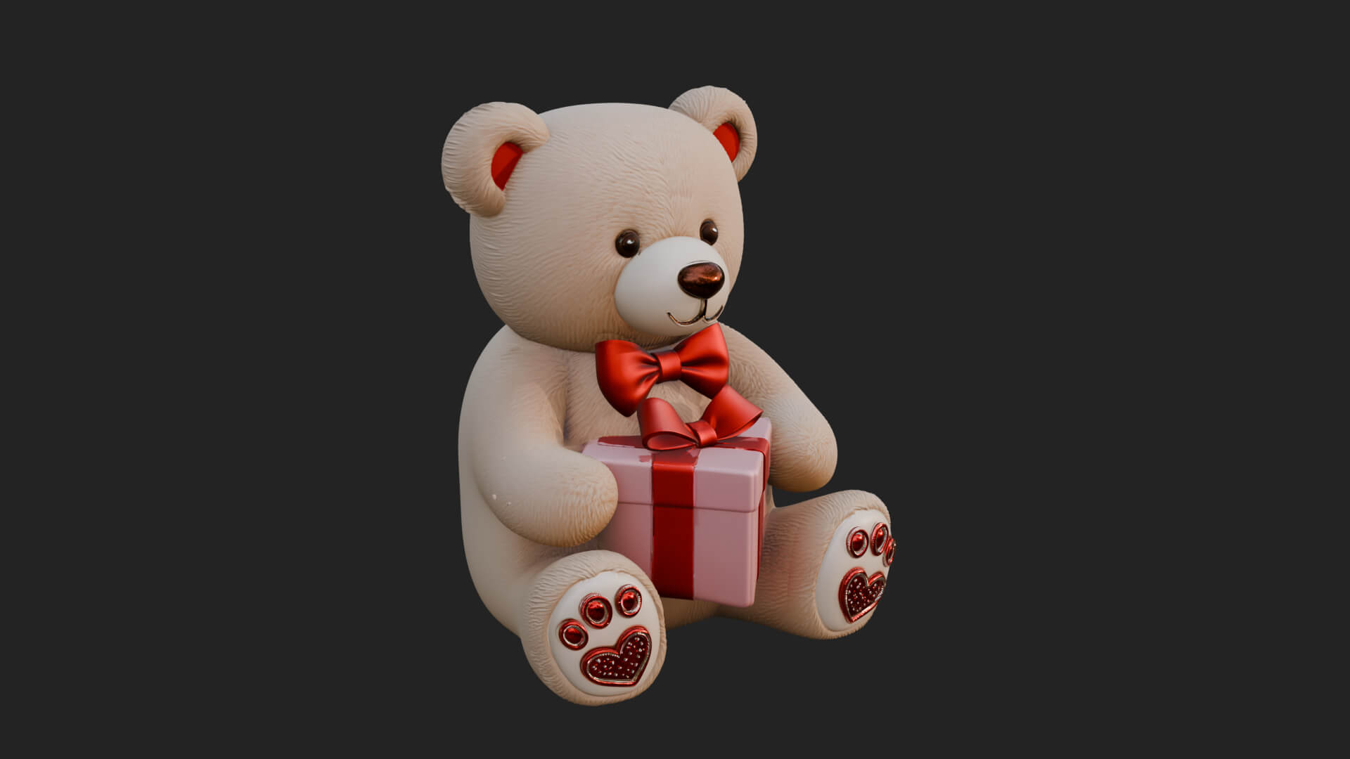 Teddy Bear with Gift Box Statue Design 1 3D Print Model 3D Model