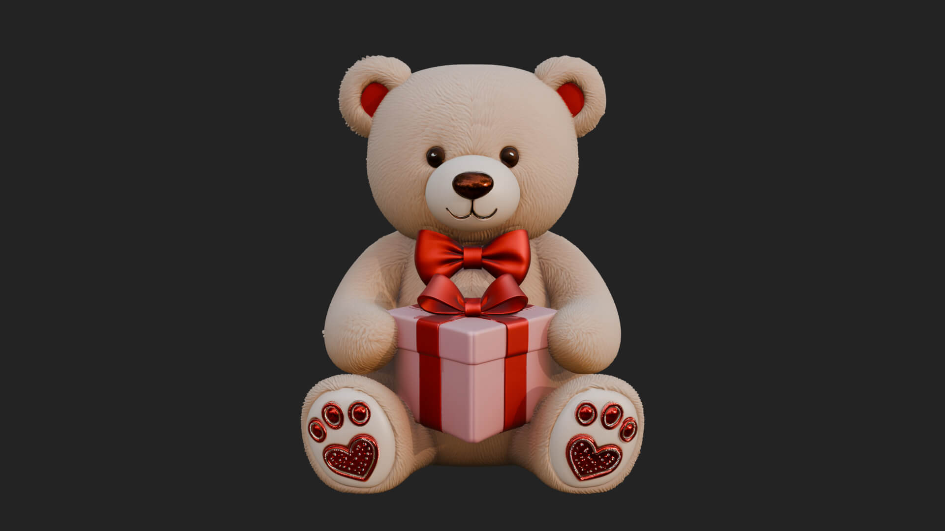 Teddy Bear with Gift Box Statue Design 1 3D Print Model 3D Model