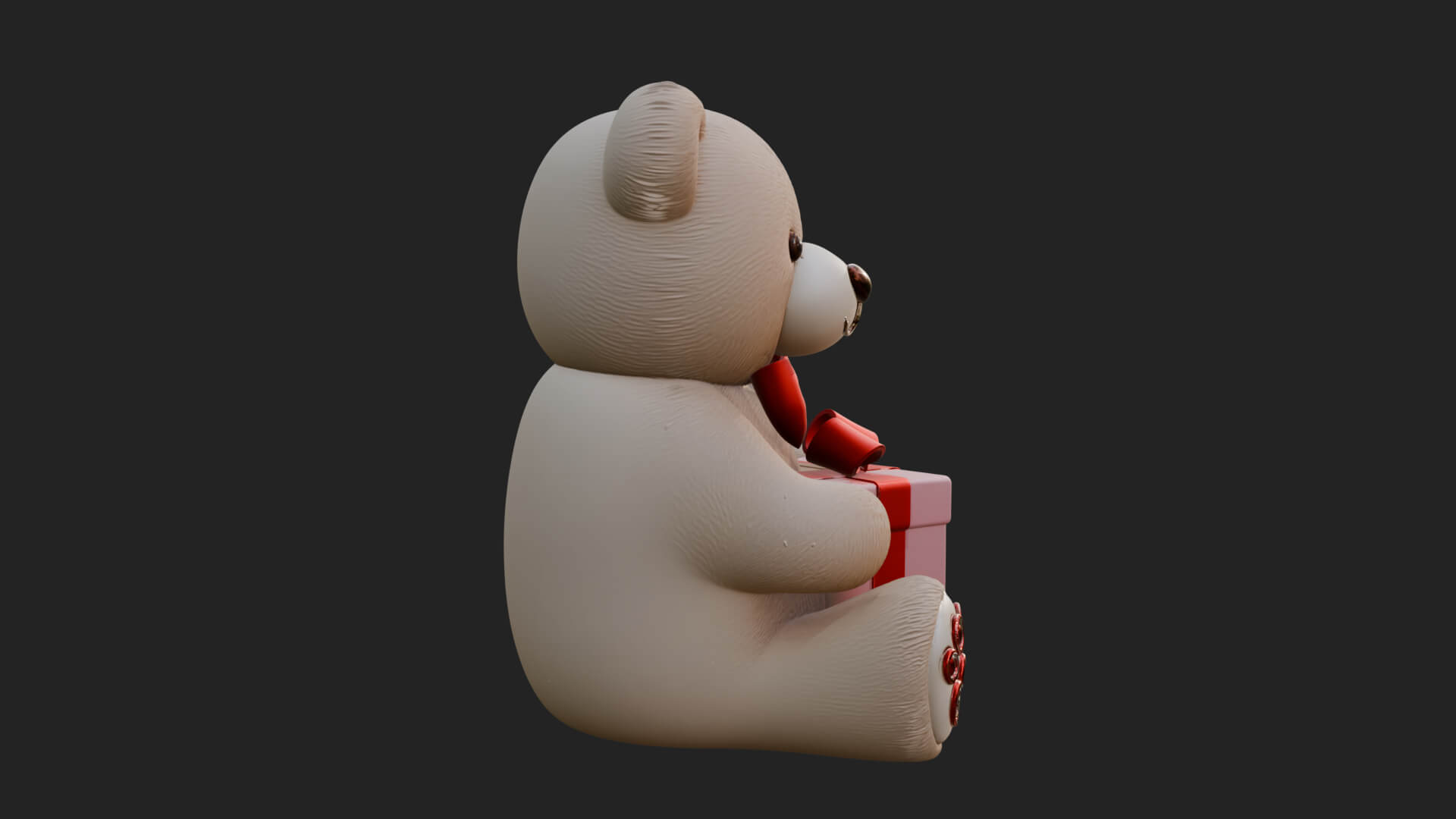 Teddy Bear with Gift Box Statue Design 1 3D Print Model 3D Model