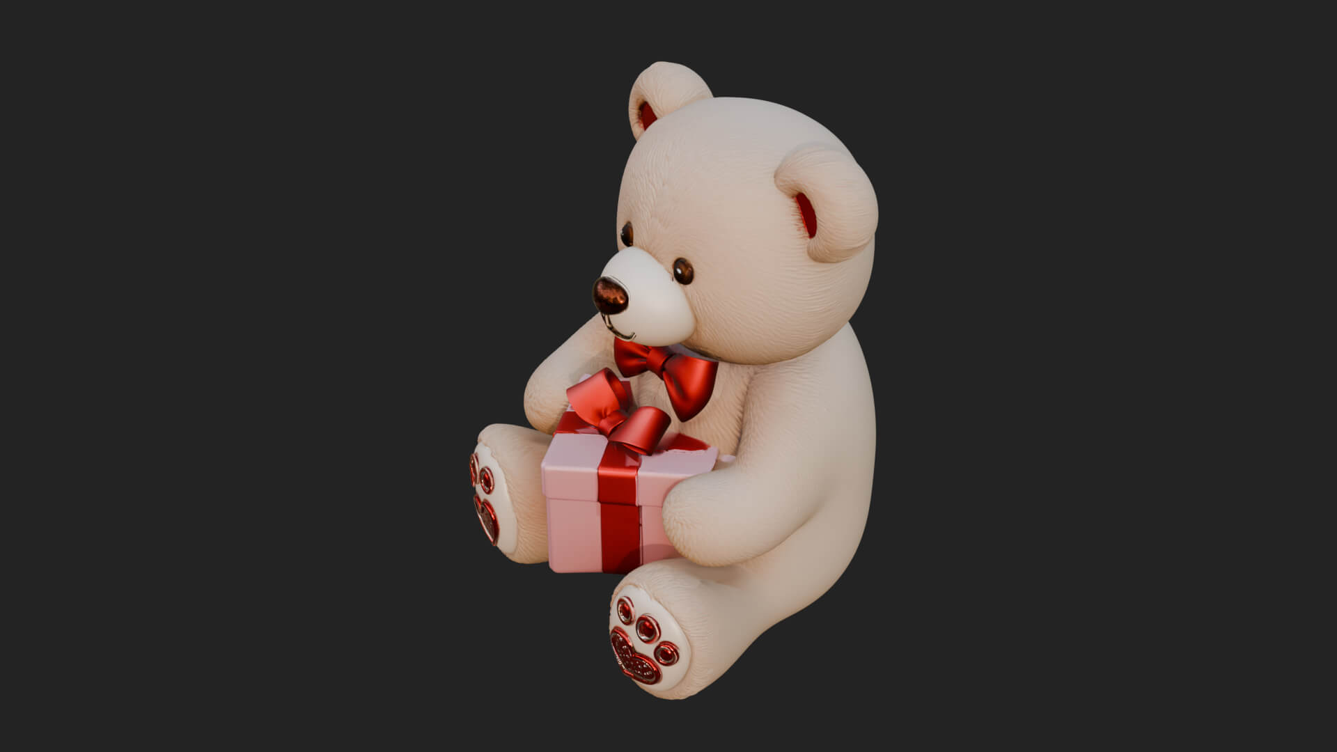 Teddy Bear with Gift Box Statue Design 1 3D Print Model 3D Model