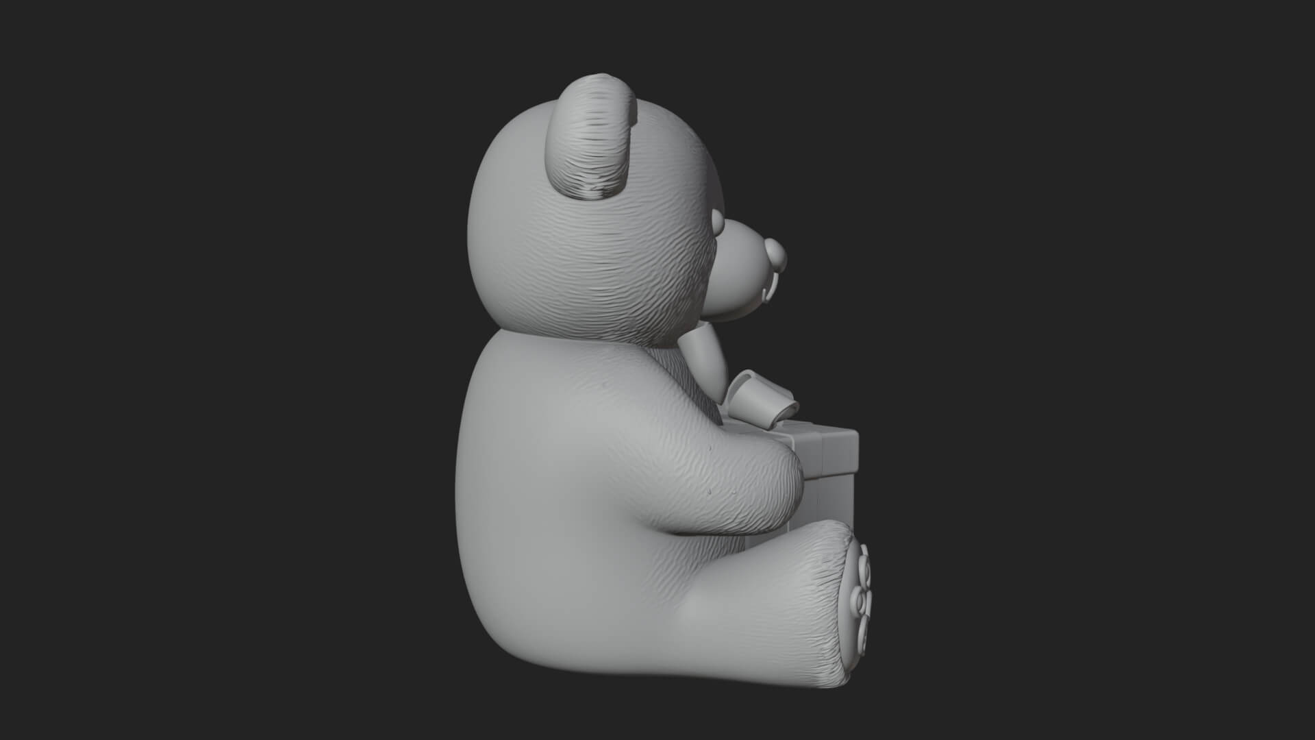 Teddy Bear with Gift Box Statue Design 1 3D Print Model 3D Model