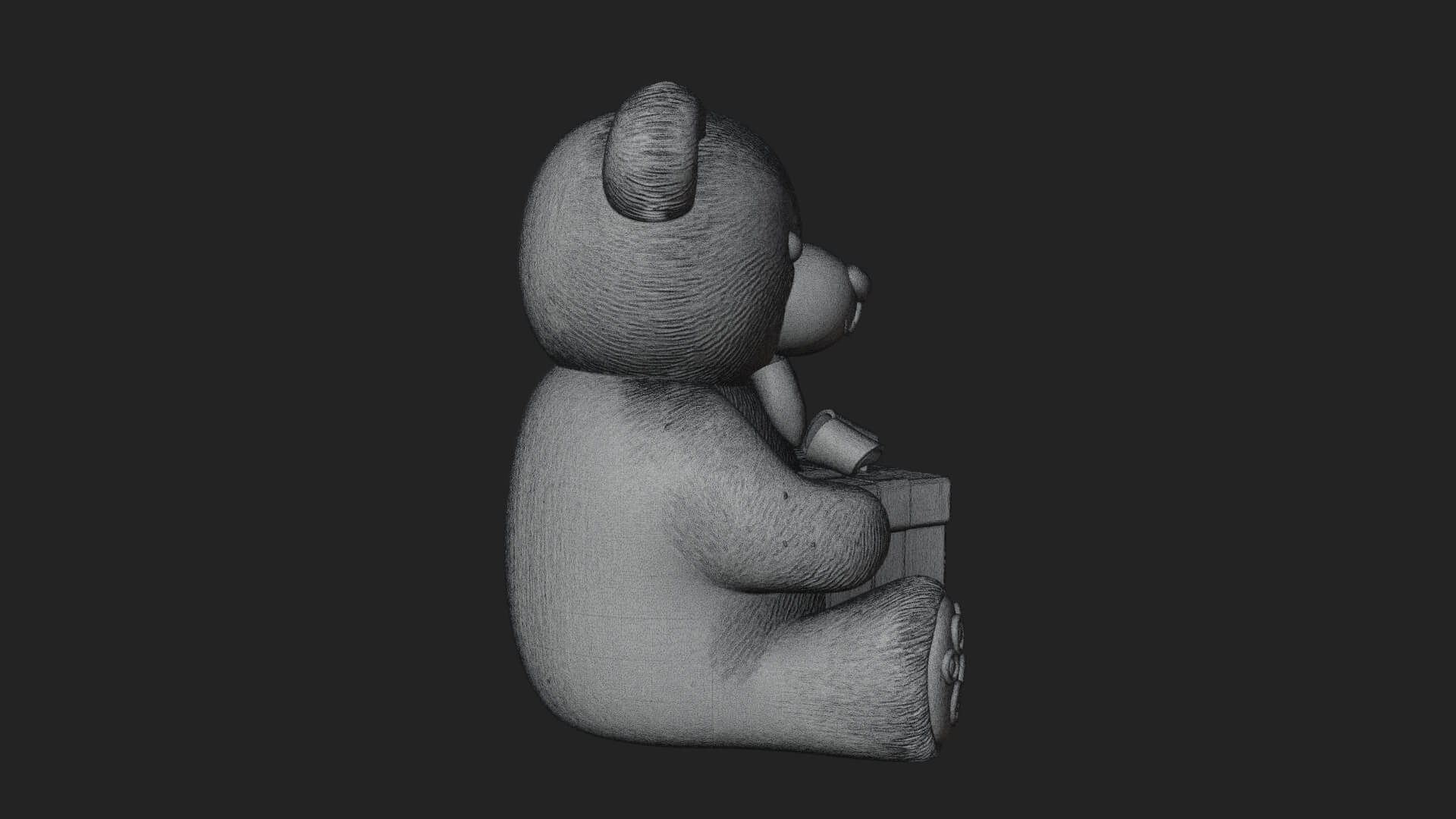 Teddy Bear with Gift Box Statue Design 1 3D Print Model 3D Model
