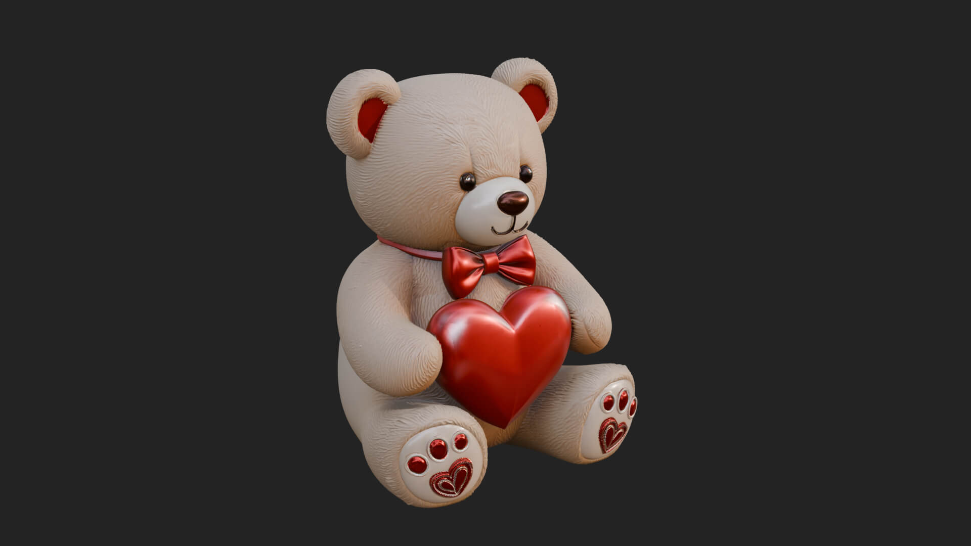 Teddy Bear with Heart Statue Design 5 3D Print Model 3D Model