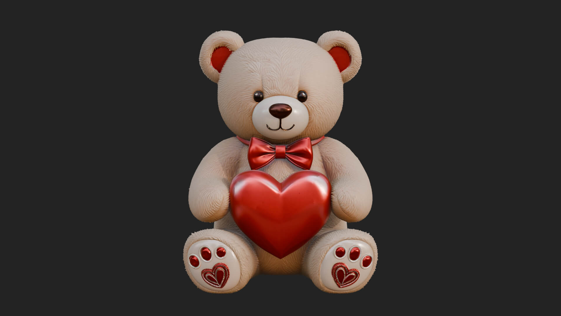 Teddy Bear with Heart Statue Design 5 3D Print Model 3D Model