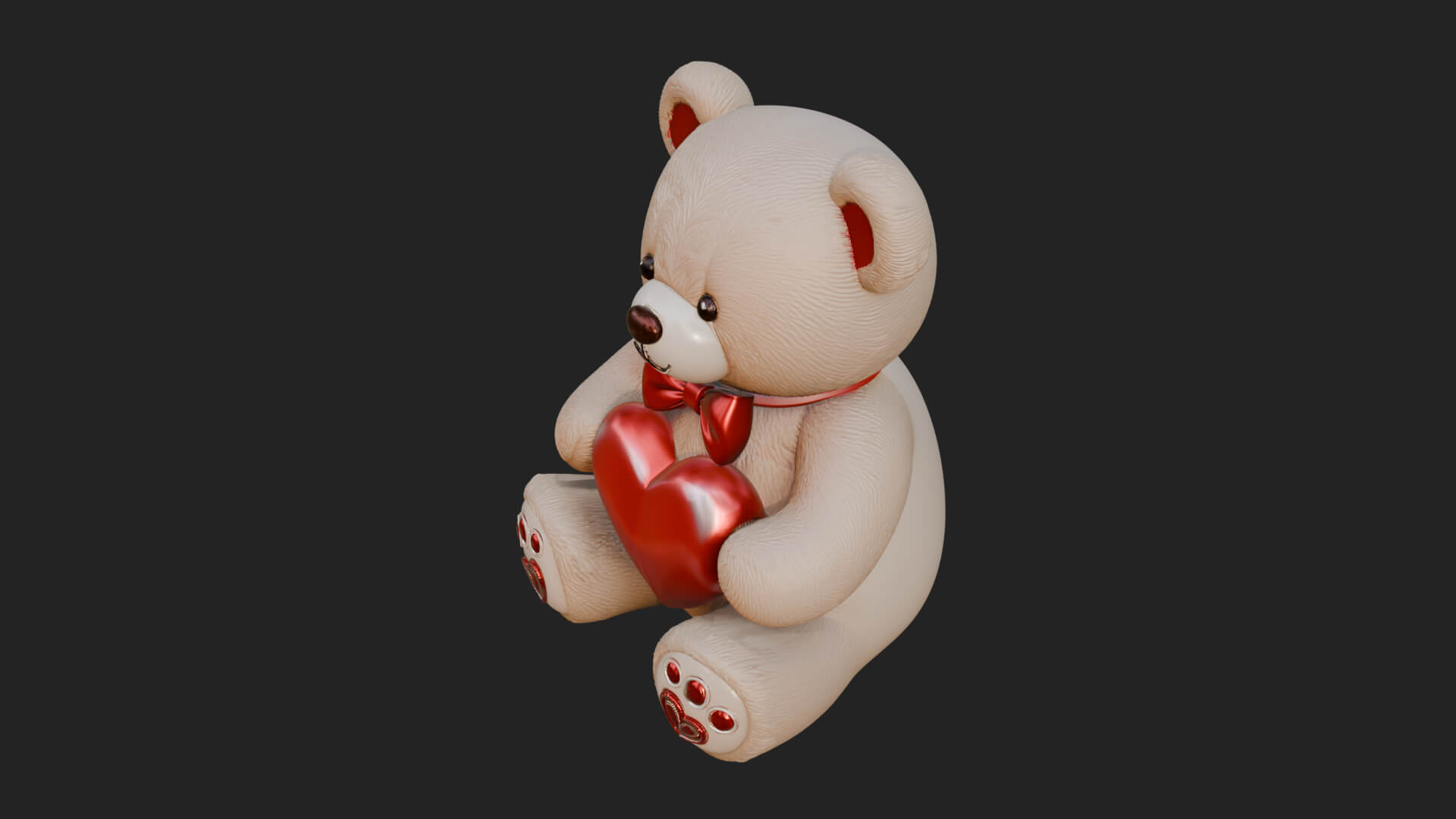 Teddy Bear with Heart Statue Design 5 3D Print Model 3D Model