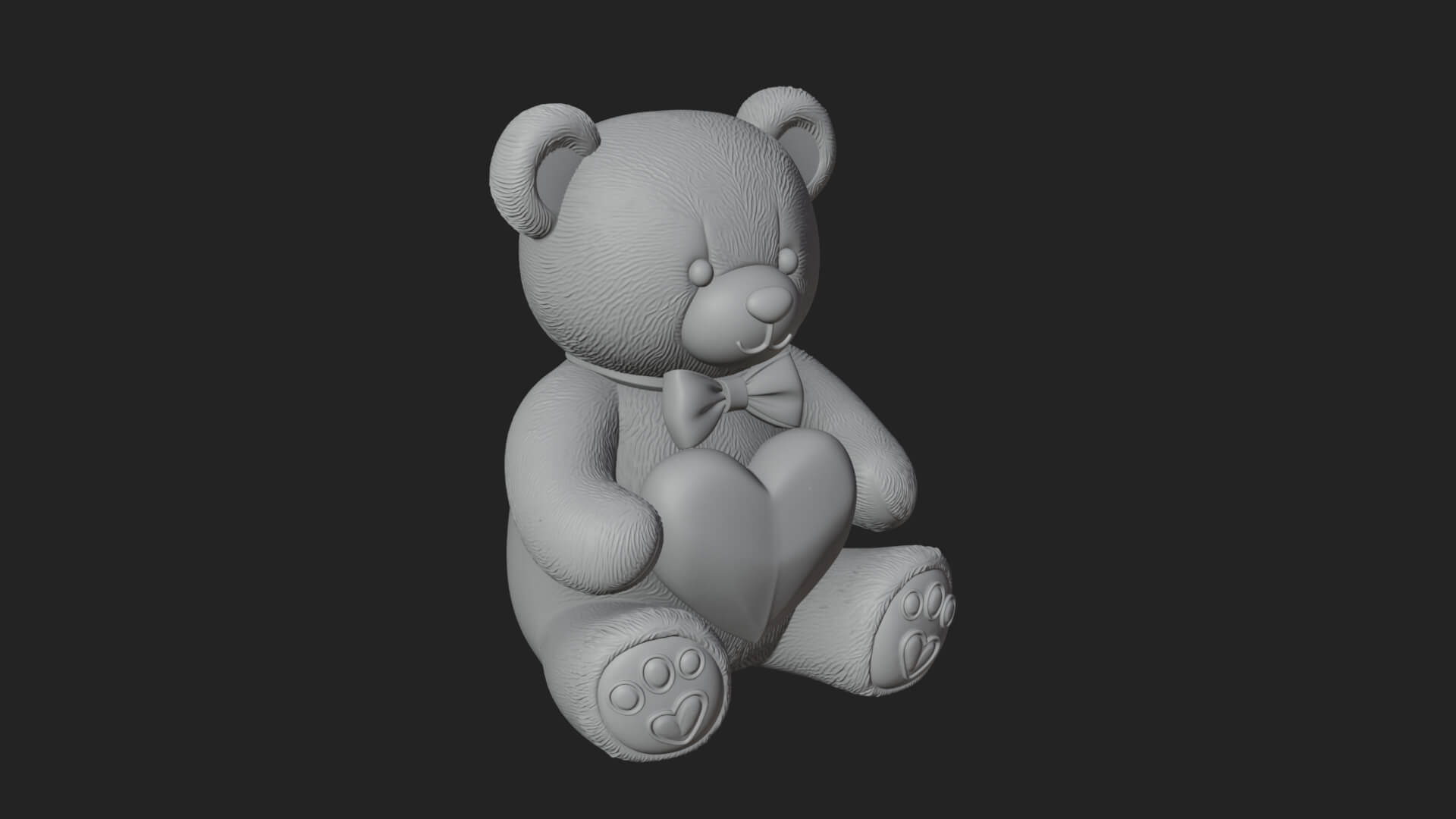 Teddy Bear with Heart Statue Design 5 3D Print Model 3D Model