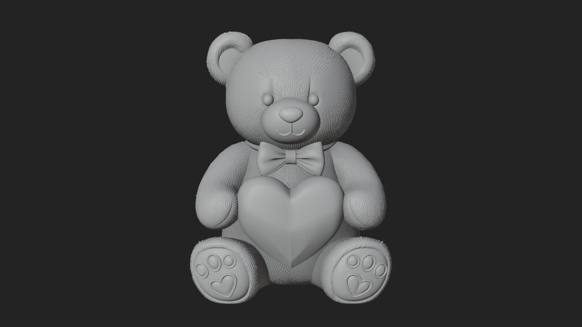 Teddy Bear with Heart Statue Design 5 3D Print Model 3D Model
