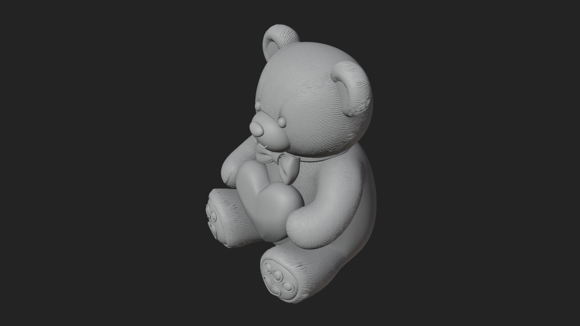 Teddy Bear with Heart Statue Design 5 3D Print Model 3D Model