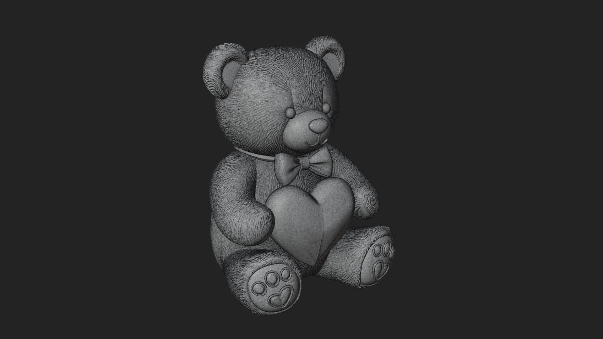 Teddy Bear with Heart Statue Design 5 3D Print Model 3D Model