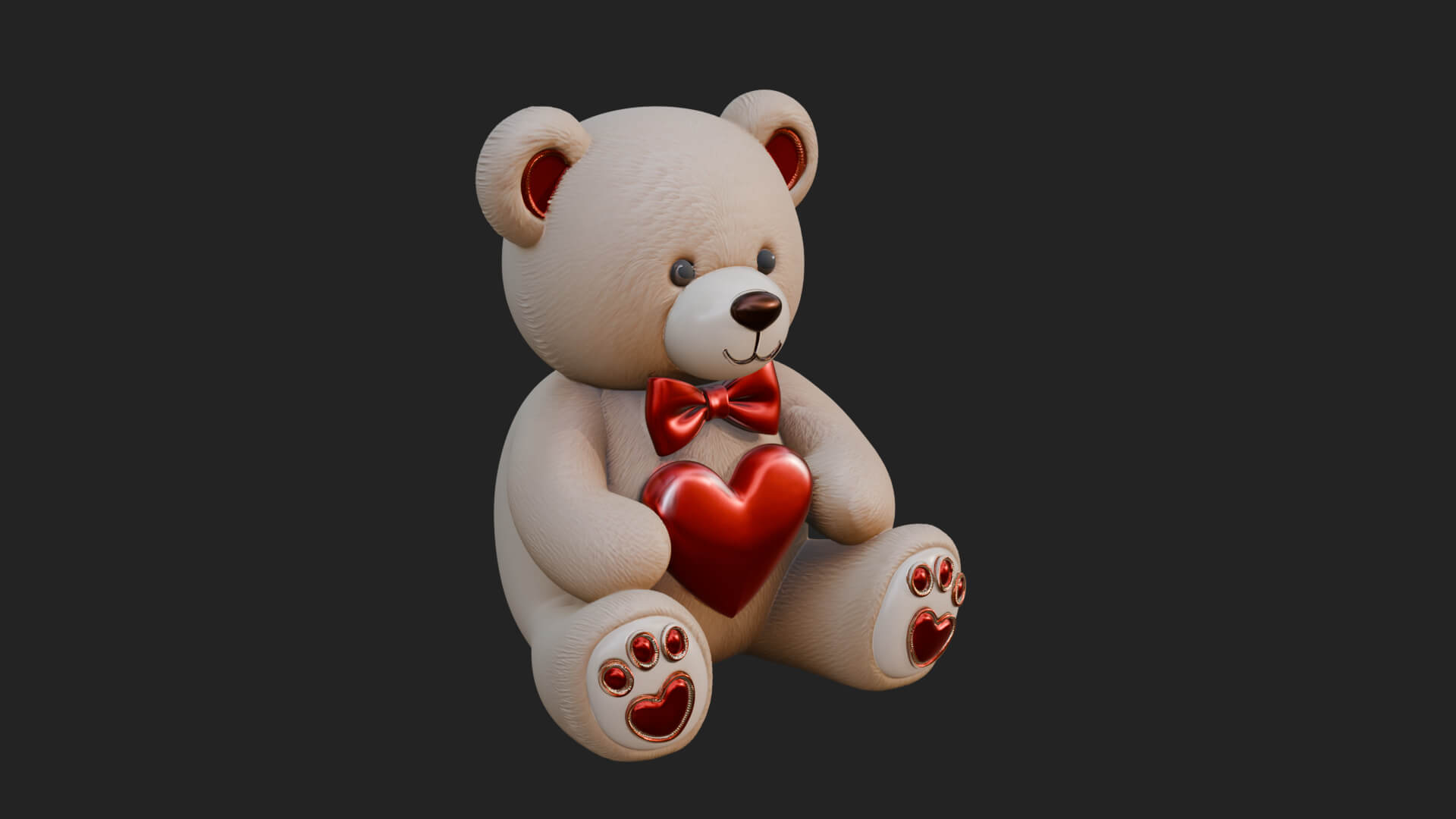 Teddy Bear with Heart Statue Design 6 3D Print Model 3D Model