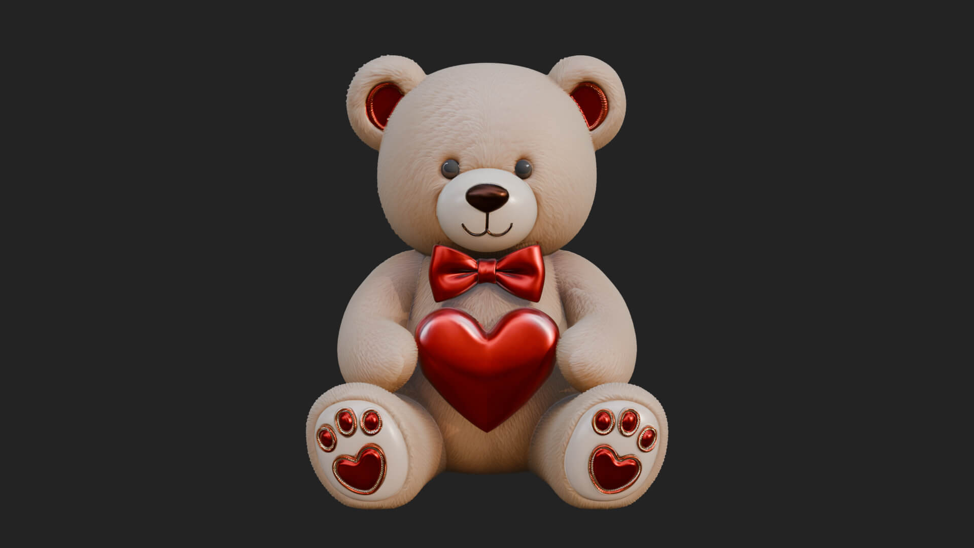 Teddy Bear with Heart Statue Design 6 3D Print Model 3D Model