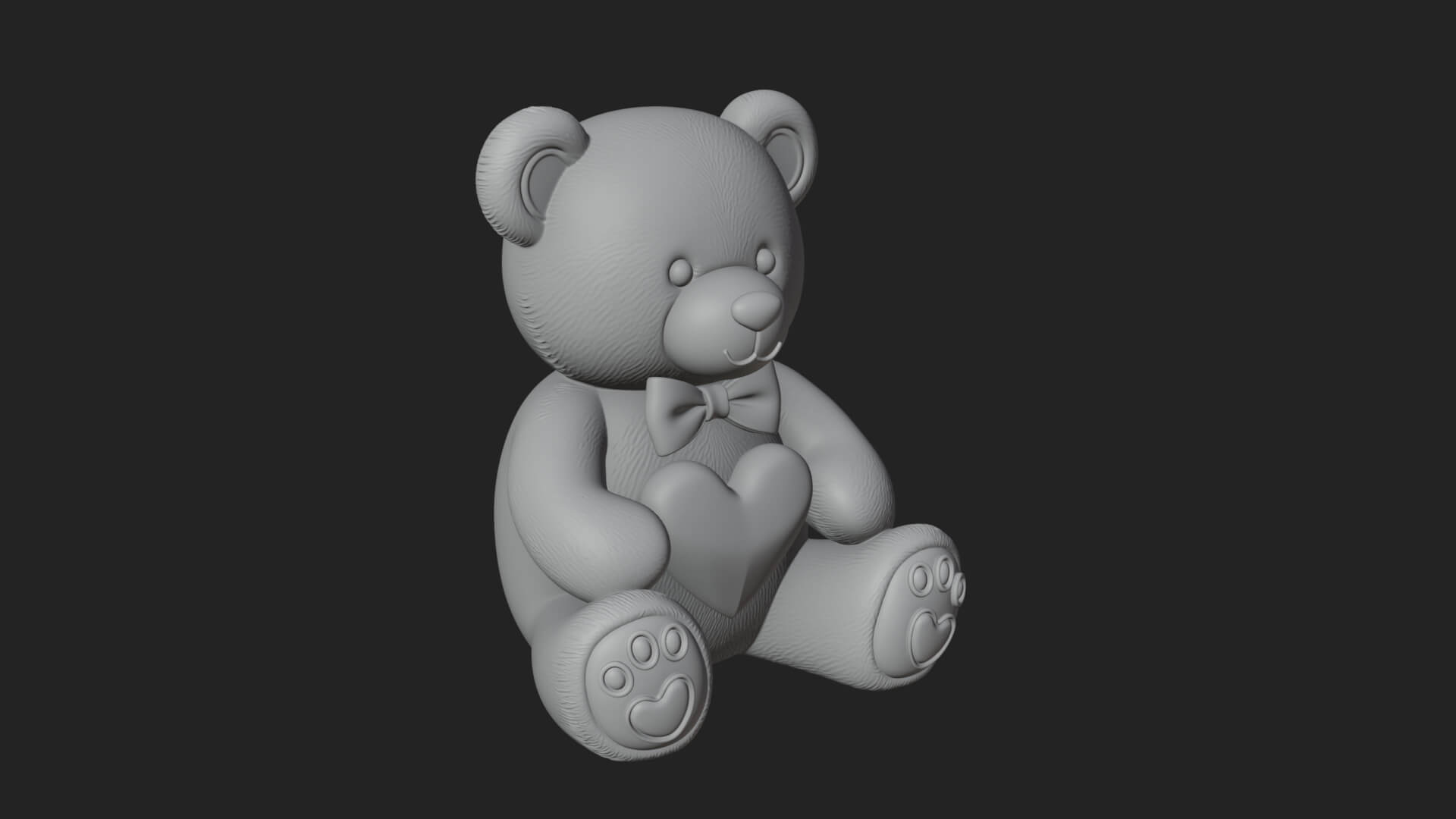 Teddy Bear with Heart Statue Design 6 3D Print Model 3D Model