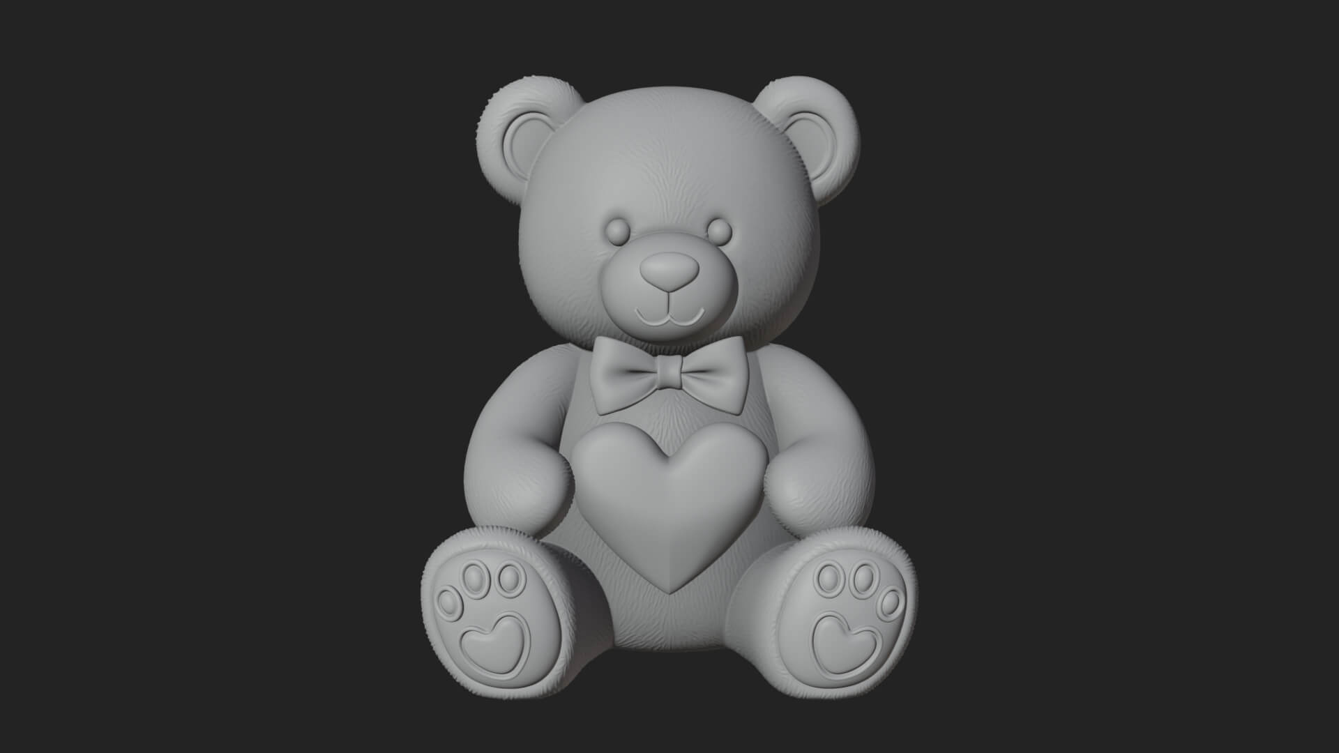 Teddy Bear with Heart Statue Design 6 3D Print Model 3D Model