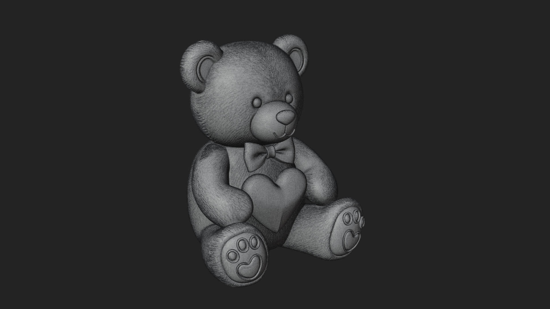 Teddy Bear with Heart Statue Design 6 3D Print Model 3D Model