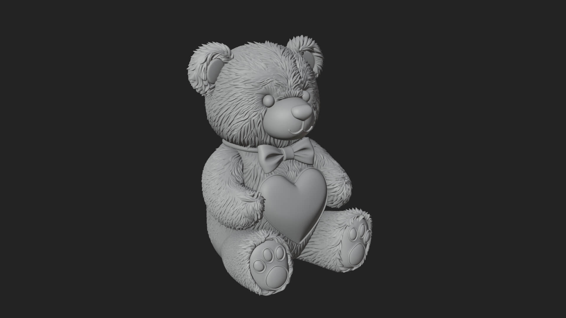 Teddy Bear with Heart Statue Design 7 3D Print Model 3D Model