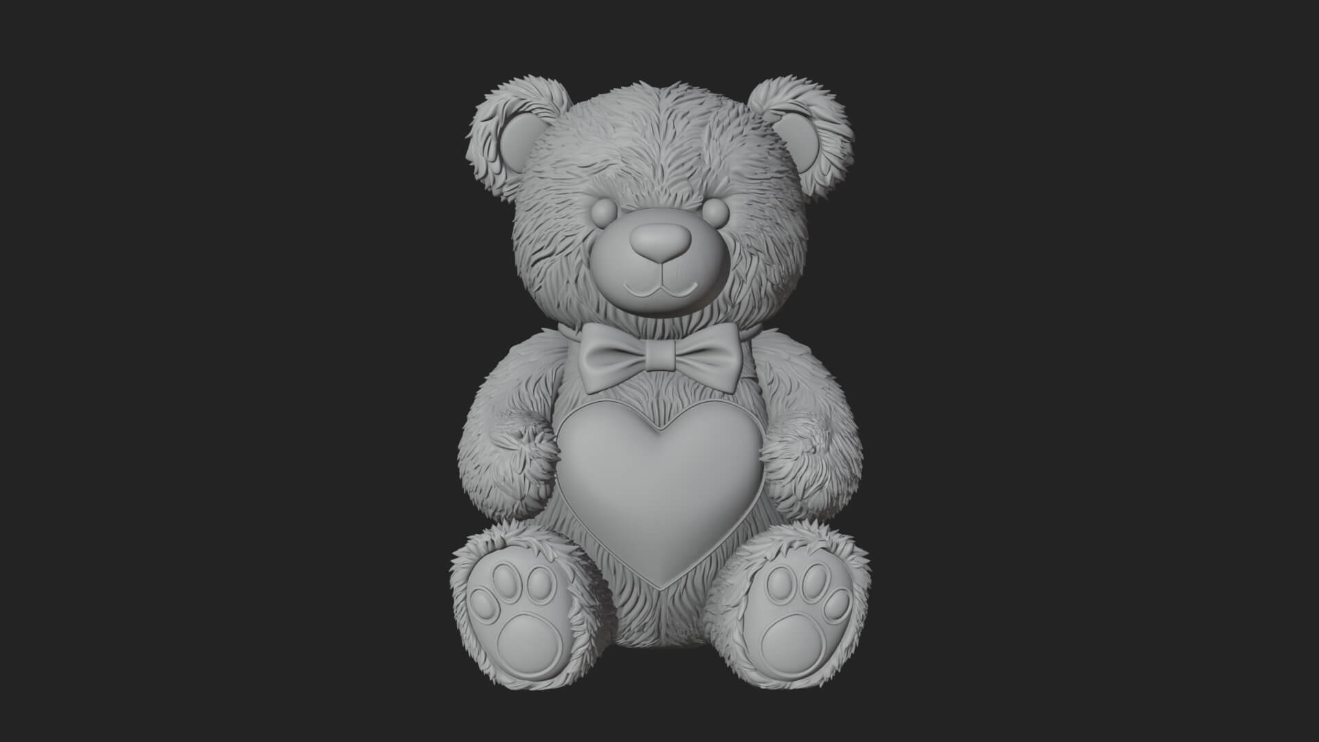 Teddy Bear with Heart Statue Design 7 3D Print Model 3D Model