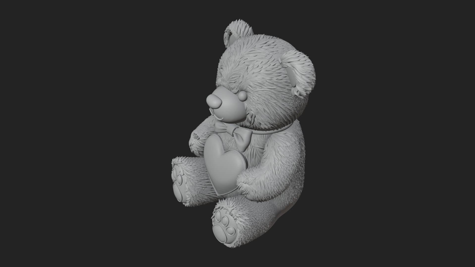 Teddy Bear with Heart Statue Design 7 3D Print Model 3D Model