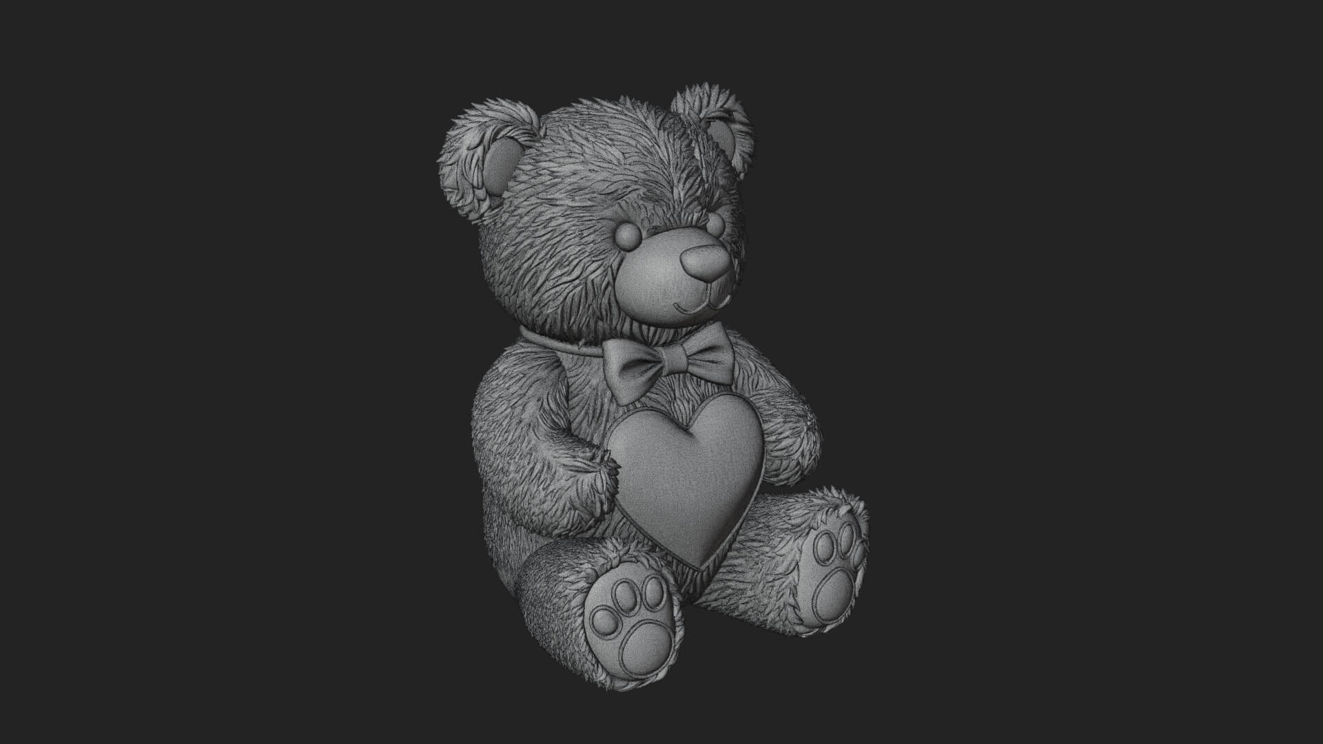 Teddy Bear with Heart Statue Design 7 3D Print Model 3D Model